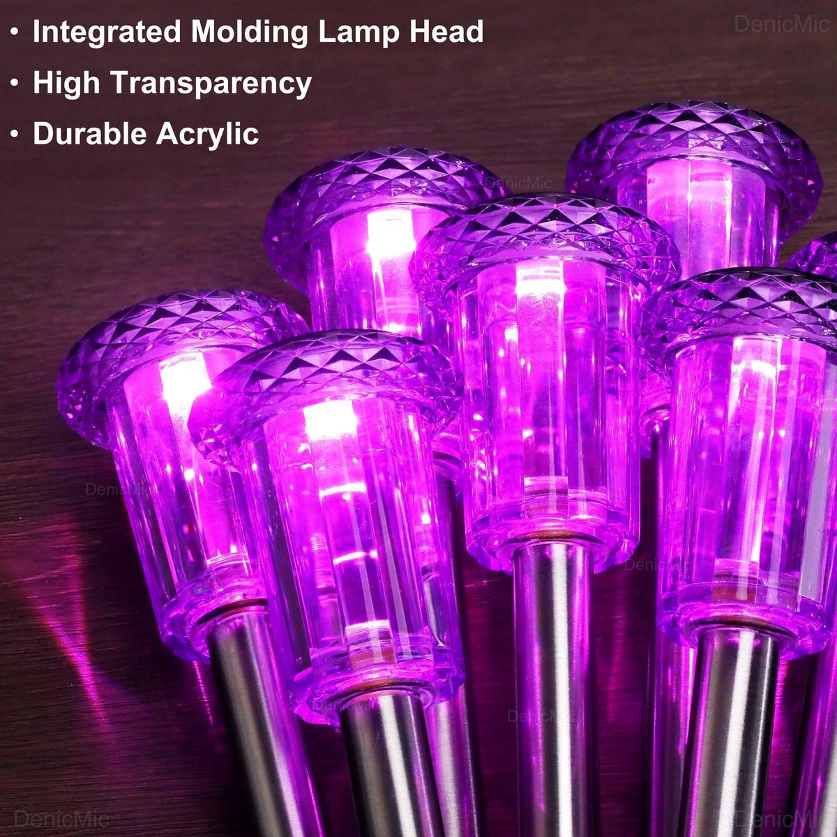 DenicMic Solar Halloween Lights Outdoor 10 Pack Waterproof Outside Lights for Yard Pathway Garden Driveway Walkway Landscape Path Lighting Purple LED Stainless Steel Stake Halloween Decor
