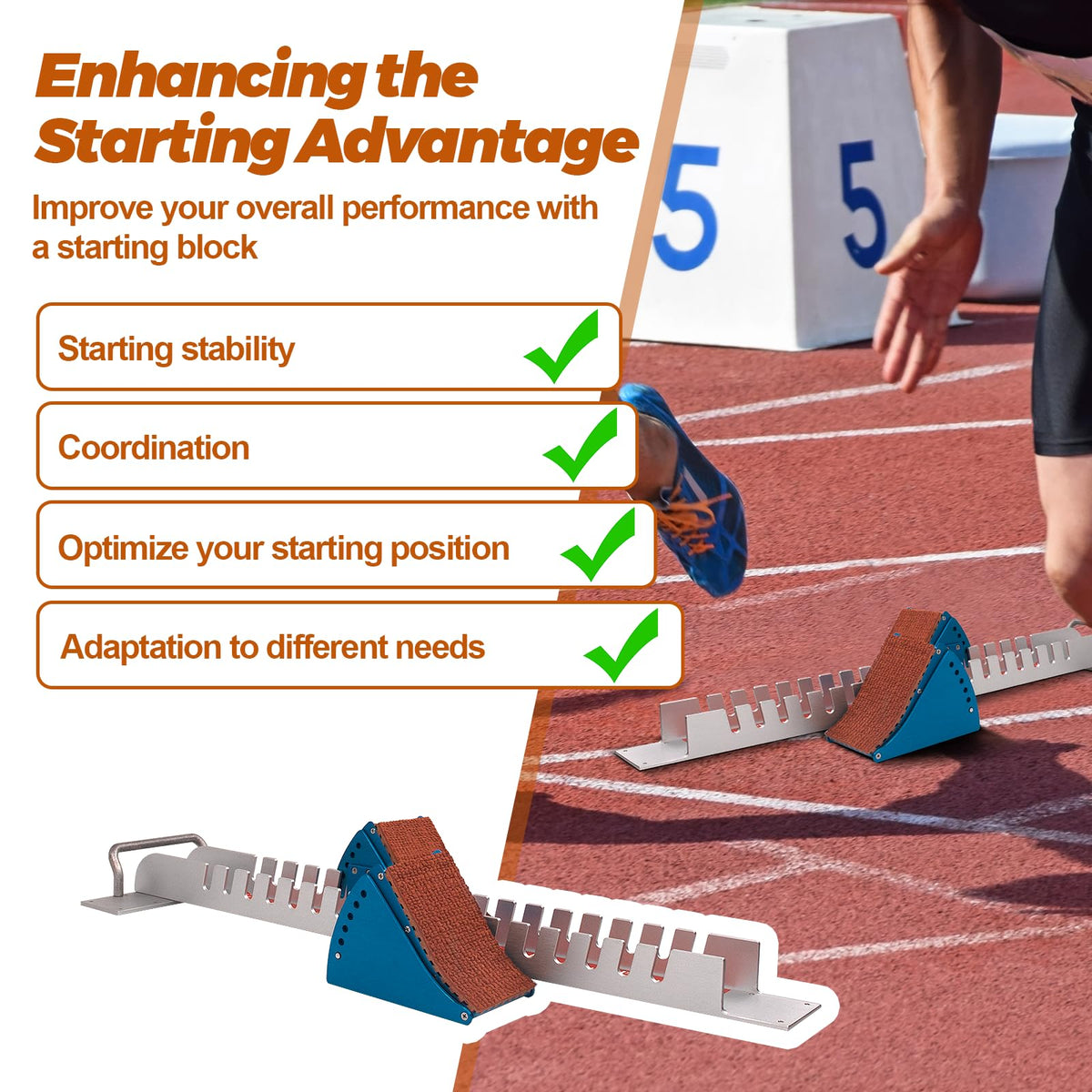 Vaolvpant 32in Starting Blocks with Premium Aircraft-Grade Aluminum 6 Angle Adjustable and Detachable Pedals Ideal for Running Enthusiasts Professional Track and Field Competitions