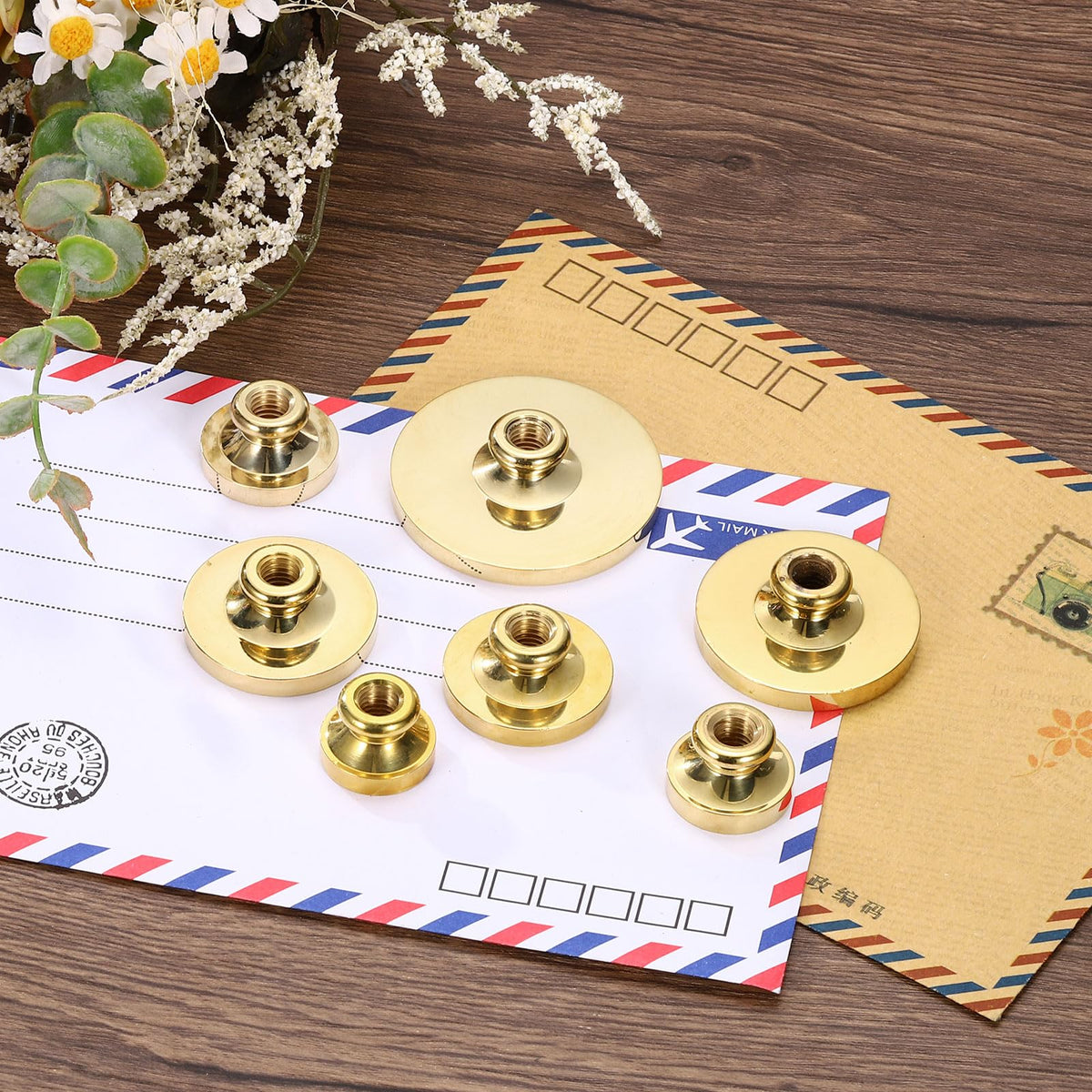 PATIKIL 30mm Blank Wax Seal Stamp, 3 Pack Round Sealing Wax Stamp Vintage Retro Brass Head for Envelope Invitation Cards