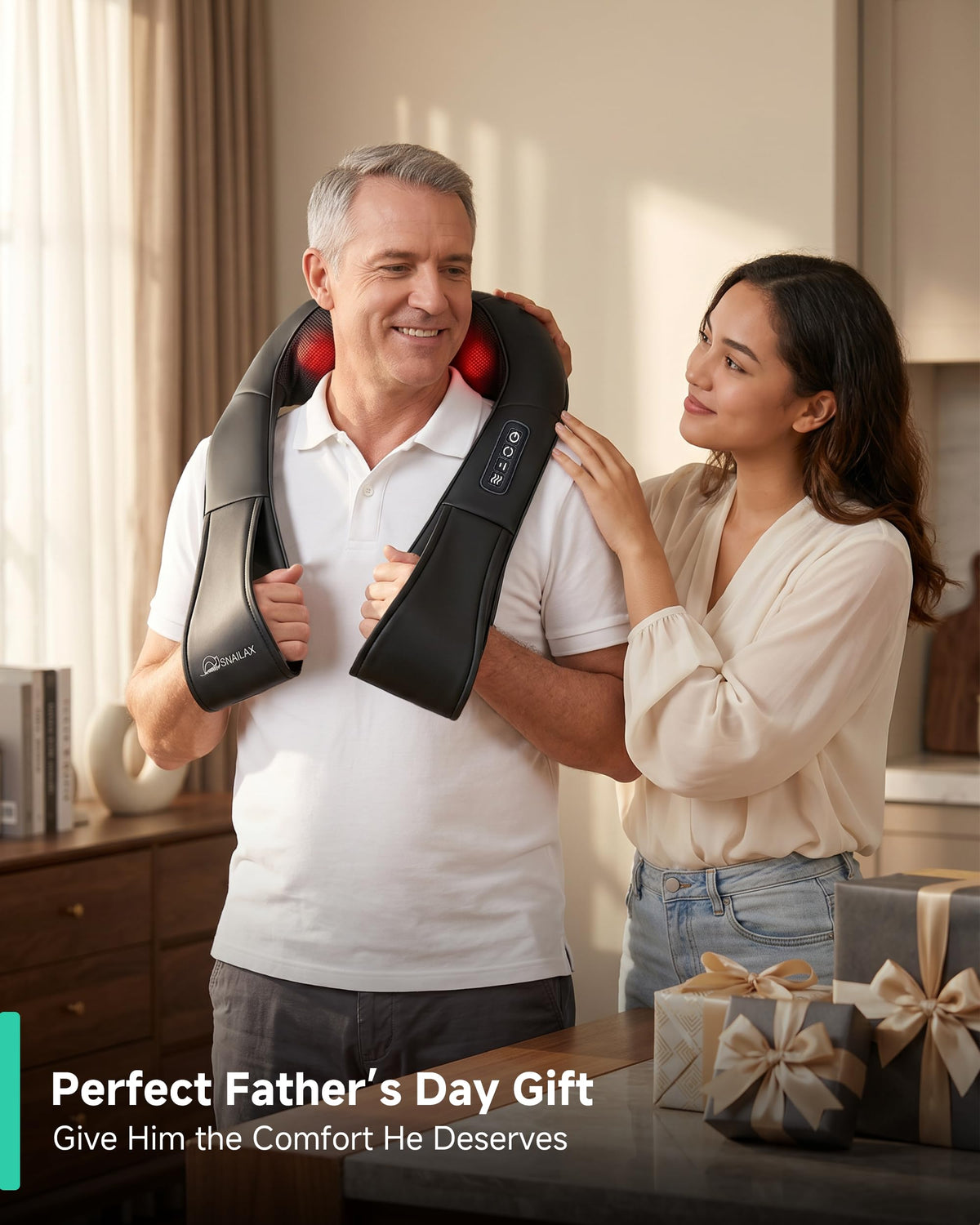 Snailax Shiatsu Neck and Shoulder Massager - Back Massager with Heat, Deep Kneading Electric Massage Pillow for Neck, Back, Shoulder,Foot,Body