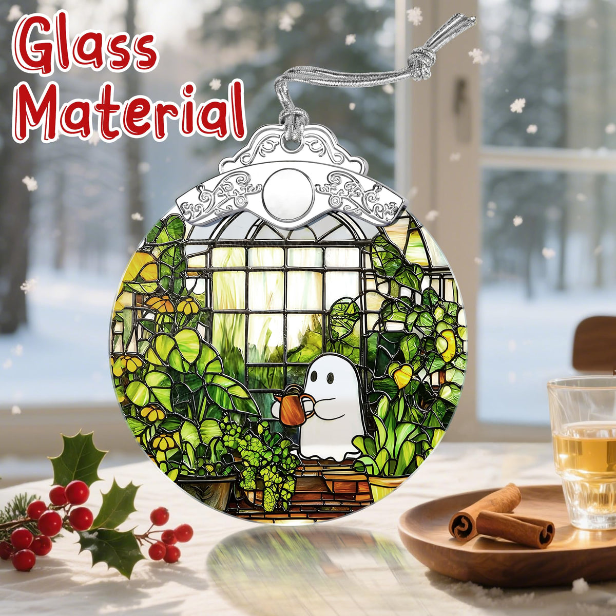 Stained Glass Ghost Christmas Ornament: Christmas Tree Ornaments & Decor, Holiday Decor – Holiday Presents, Gift Ideas & Gifts for Friends, Coworker, and Family