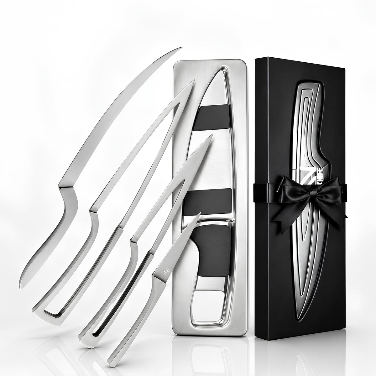 NestKnife Magnetic Kitchen Knife Set - 4 Piece VG10 High Carbon Stainless Steel Kitchen Knives with Patented Space-Saving Nesting Design & Magnetic Block - Ultra Sharp Professional Chef Knife Set
