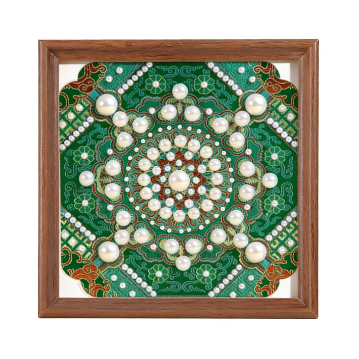 Pearl Embroidery Painting Set, DIY Pearl Art Painting Set, Bead Embroidery Kit for Adults，Craft Lover All Supplies and Picture Frame (Green)