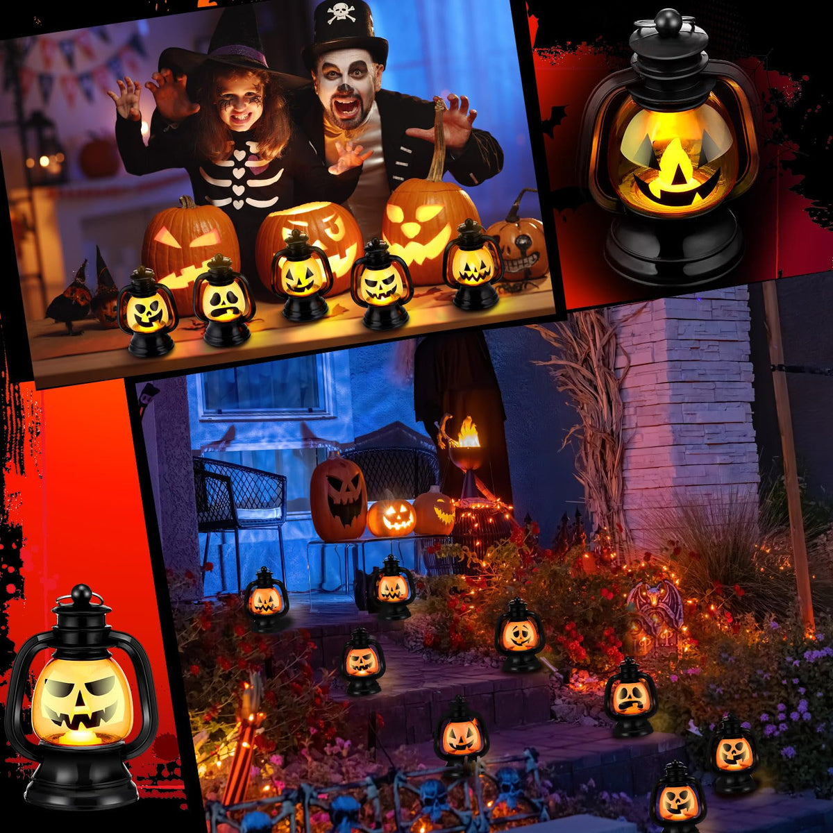 ROCEEI Halloween Mini Pumpkin Lantern 3.54 Inch Jack O Lantern Table Centerpiece Halloween Hanging Decoration Bulk Light up Lamp with Flickering LED Candle for Party Decor Indoor Outdoor(12 Pcs)