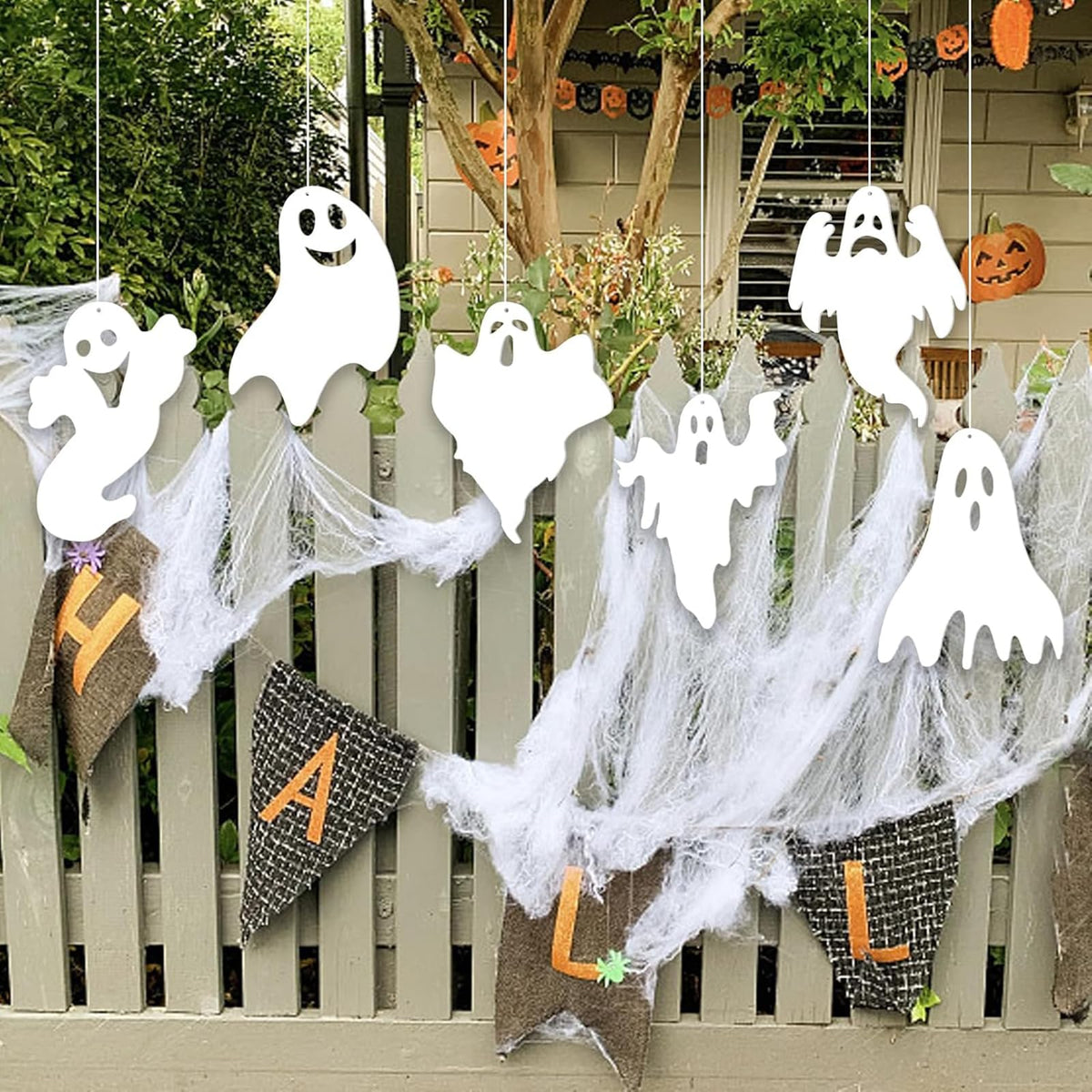 Halloween Yard Signs Outdoor Decorations - 6 PCS Ghost Stakes Outside Decor - Double Sided Party Decorative Signs for Yard Home Lawn Patio Garden ﻿