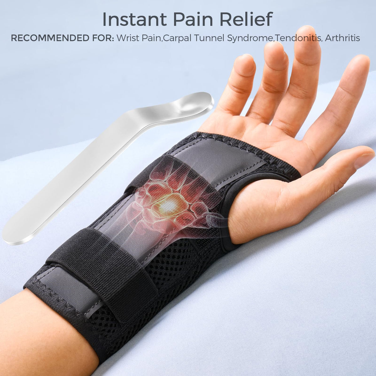 FREETOO Wrist Brace for Carpal Tunnel,[New Upgrade-Anatomically shaped] Adjustable Wrist Support Splint for Men and Women,Hand Brace for Pain Relief, Tendinitis,Arthritis,Right Hand,Medium