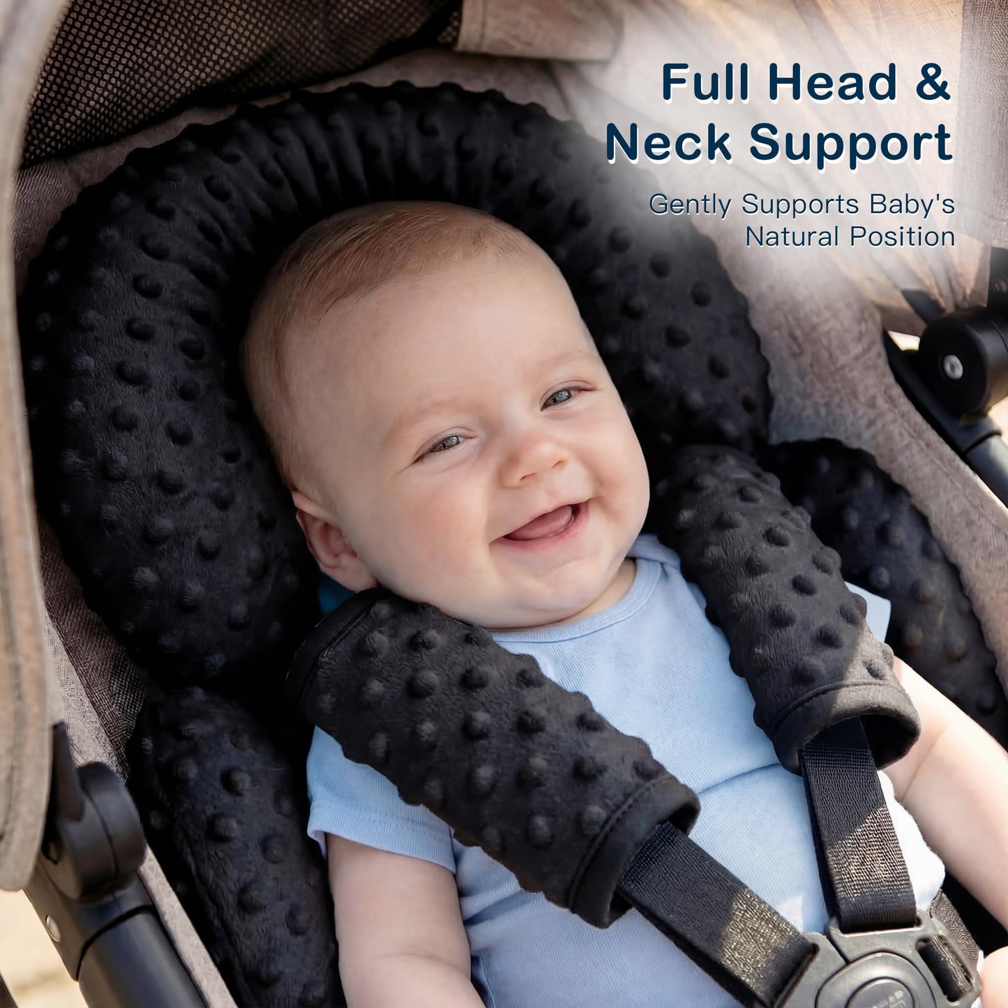 Pro Goleem Infant Car Seat Insert, Baby Head Neck Body Support, Soft Minky Newborn Car Seat Insert, 2-in-1 Reversible, Boys and Girls, Black