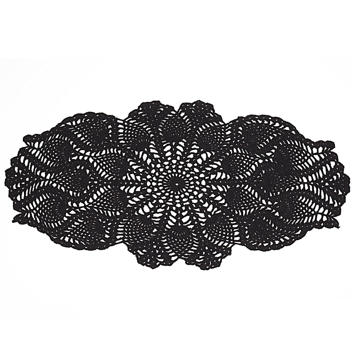 Qxzvzem One Piece 23 x 12 Inch Oval Doilies Crochet for Dressers and End Tables Crafts Disposable Small Halloween Valentines Doilies Cloth Lace Placemats Coasters Black Cotton Vintage Tablecloth