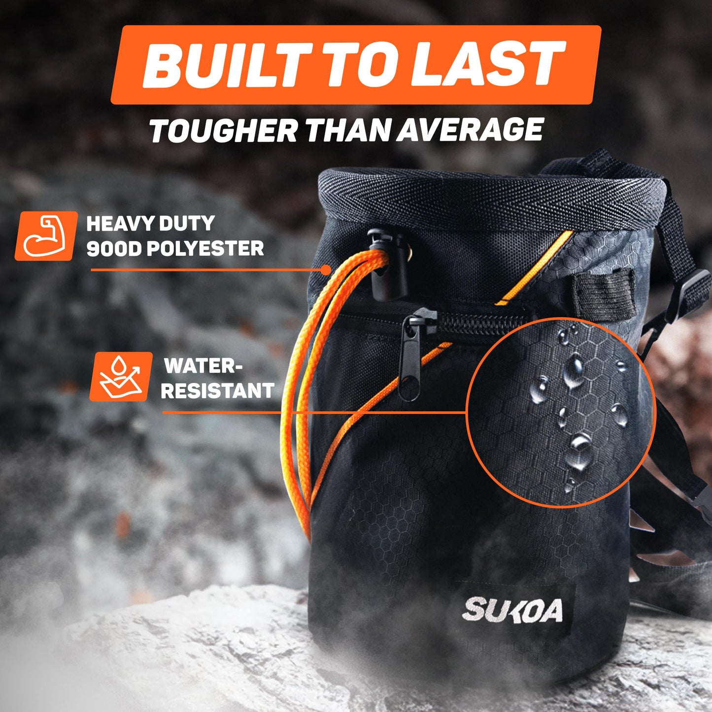 Chalk Bag for Rock Climbing - Rock Climbing Gifts Gear Accessories - Weight Lifting, Gym, Bouldering, Disc Golf, Wall, Rock Climbing Chalk Bag