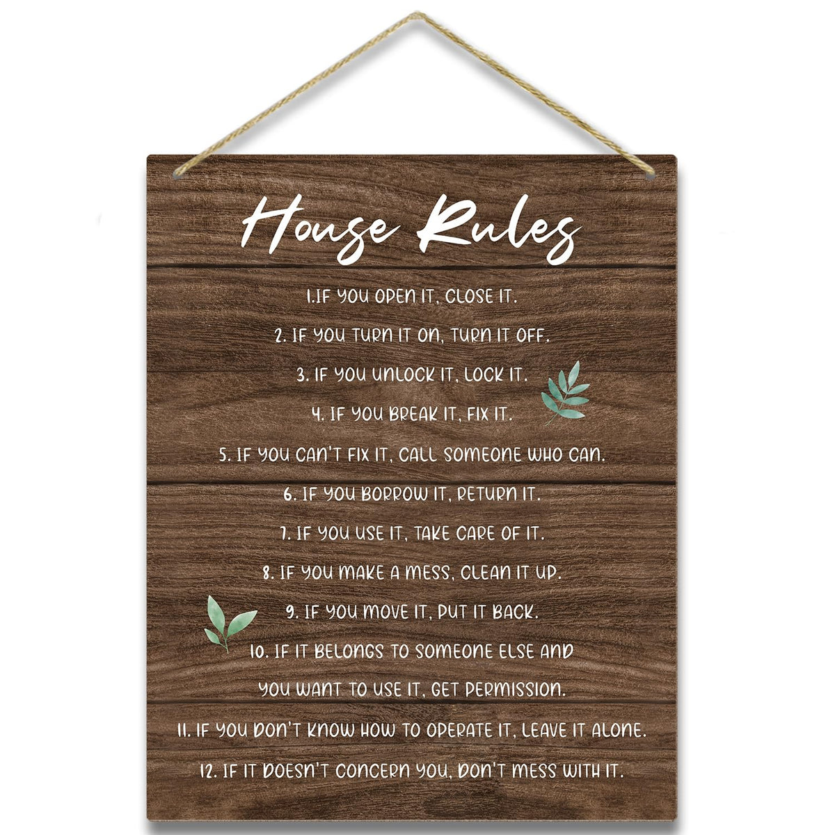 House Wooden Sign, Housewarming Gift For Women Men Friend Coworker, House Rules Sign Wall Sign Hanging Sign House Decorations Living Room Decorations For Home -02