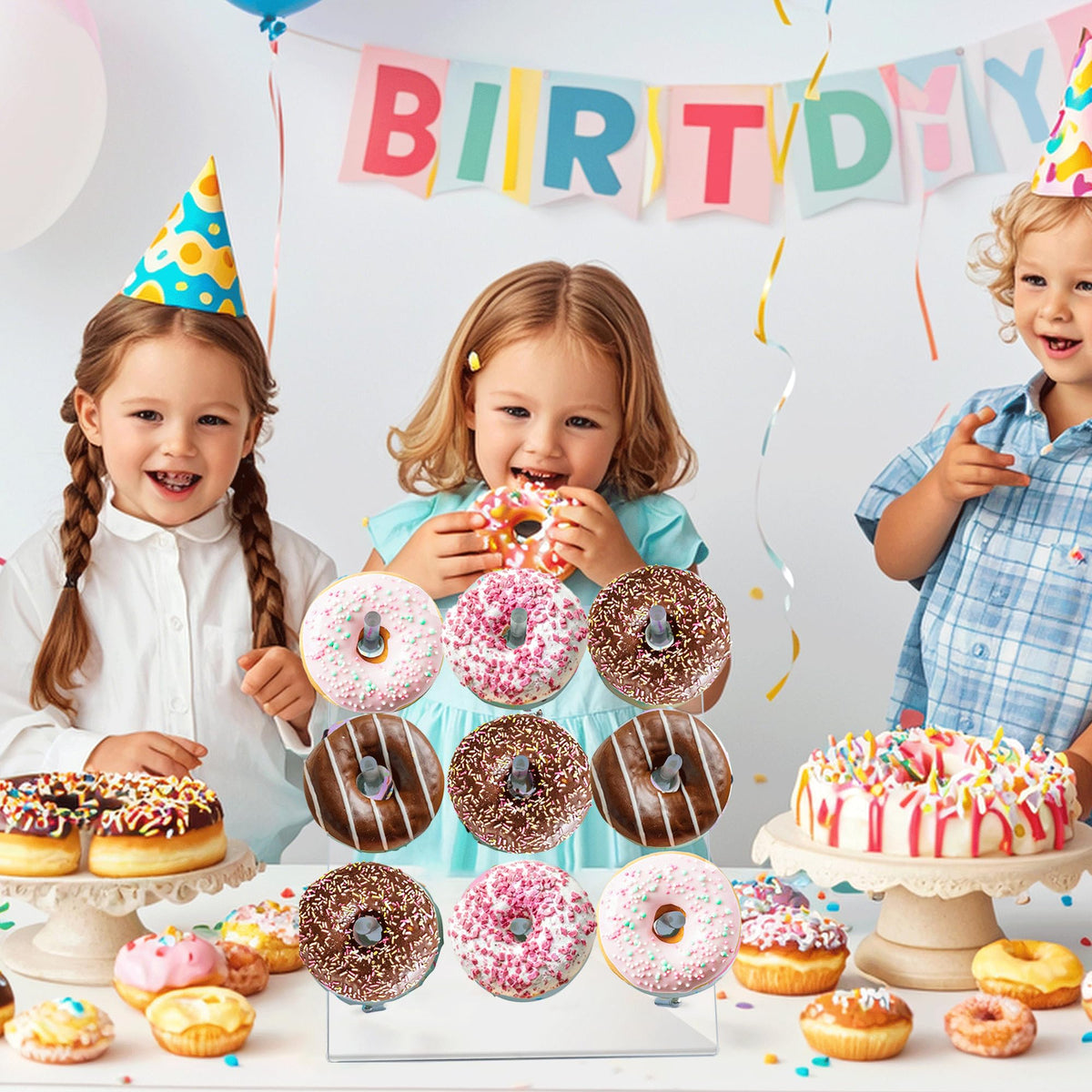 RLHDIS Donut Stand, 2 Pack Acrylic Donut Wall Display Stand, Clear Bagels Holder for Party, Wedding Birthday Events Baby Shower (2 Pack)