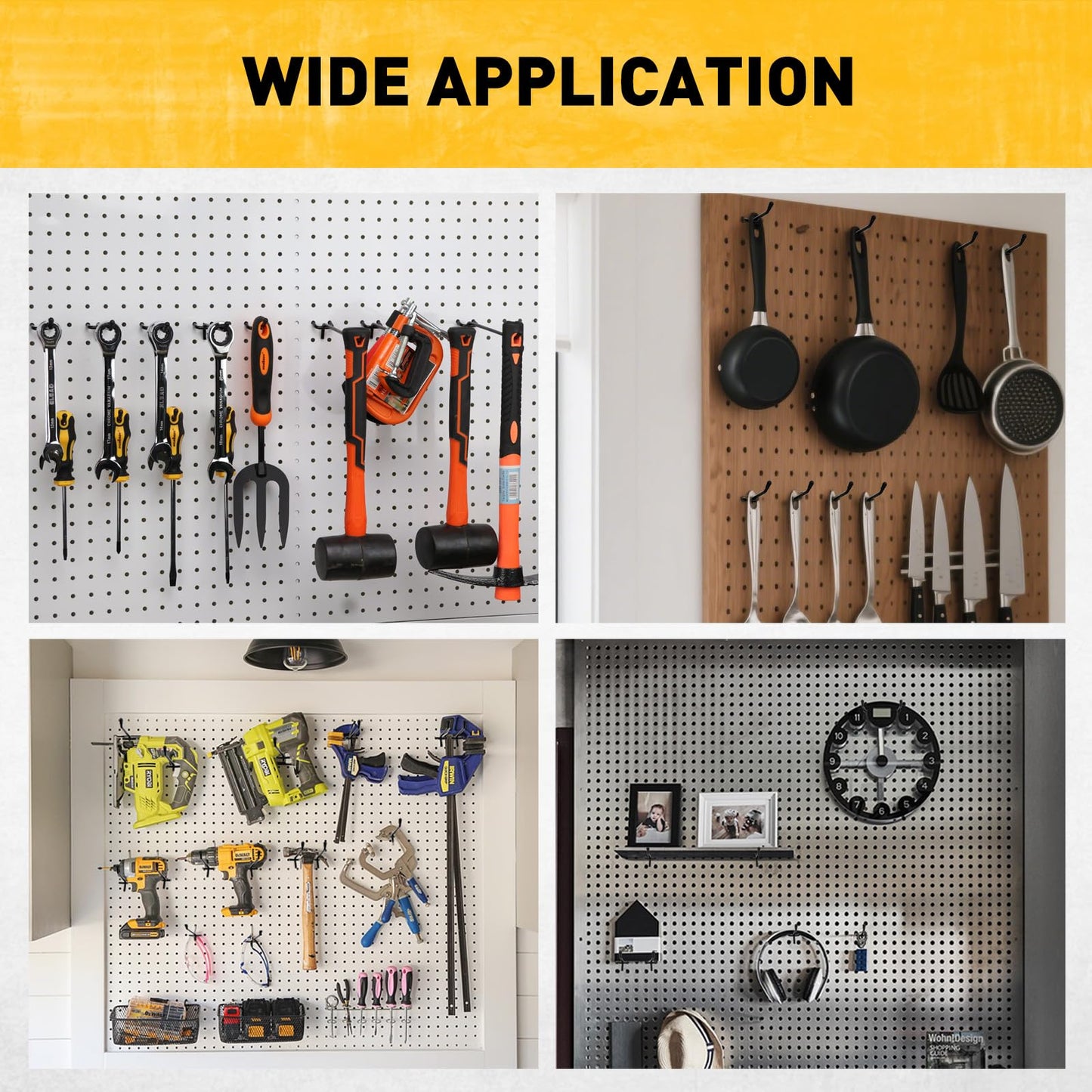 ELEAD 60-Piece 6 Inch Extra Thick Pegboard Hooks, Heavy Duty Peg Board Organizer Accessories, Peg Board Tool Hangers Fit for 1/4" Pegboard Hanging Tools Garage, Workshop, and Craft Storage