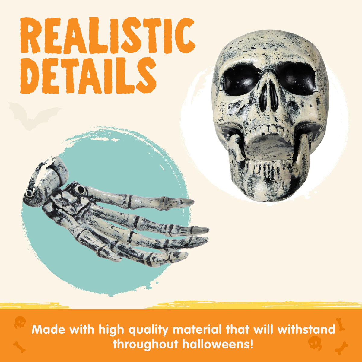 JOYIN 5 Pcs Halloween Skeleton Decorations Outdoor, Life Size Skeleton Yard Stakes, Groundbreaker Skulls Decor for Graveyard Yard Lawn Garden Ground Party Supplies