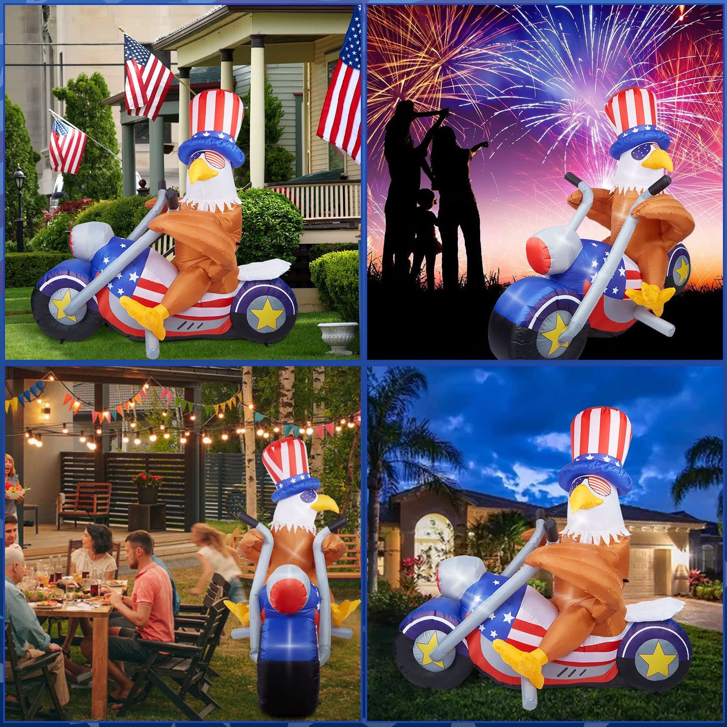 Eagle Inflatable, Camuland 6 FT Fourth of July Inflatable Outdoor Decorations Patriotic Independence Day Inflatable Eagle, Outdoor Inflatables with LED Lights for Yard Garden Lawn Memorial Day Decor