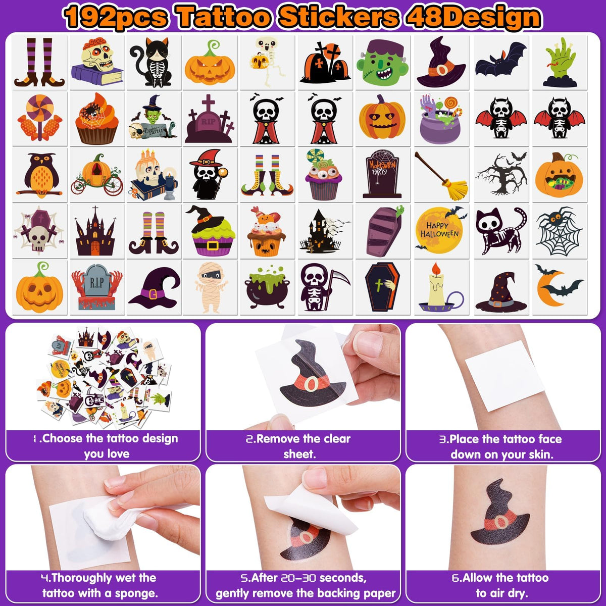 Thuodo Halloween Party Favors for Kids Toys 264pcs Halloween Prizes Bulk for Kids, Goody Bag Fillers including Stamper Tattoos Slap Bracelets Rubber Bracelets Treats Non Candy Party Supplies