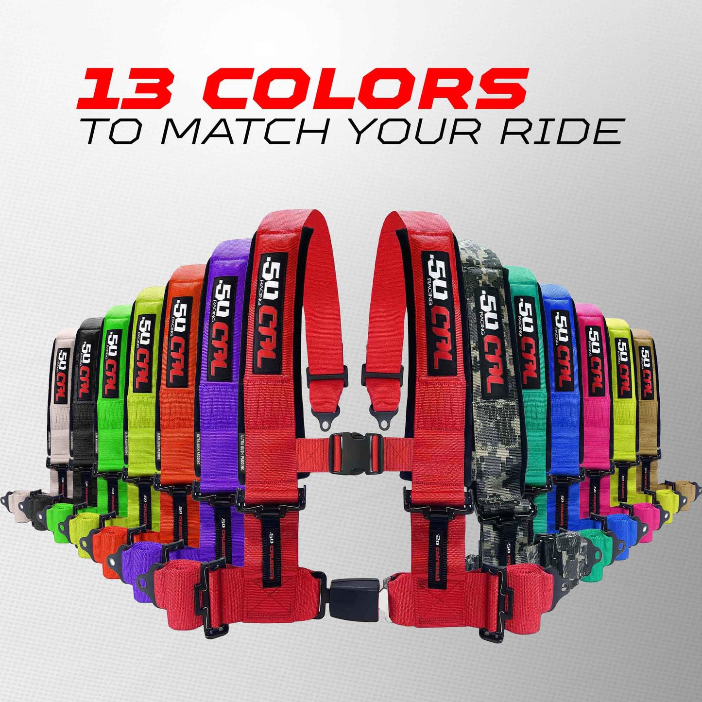 1pc 4 Point Harness for Bucket Seat, Push Release, 10 Color Options, Racing Harness, Race Car, Off Road, UTV, RZR (Yellow, 2 inch) [6038]