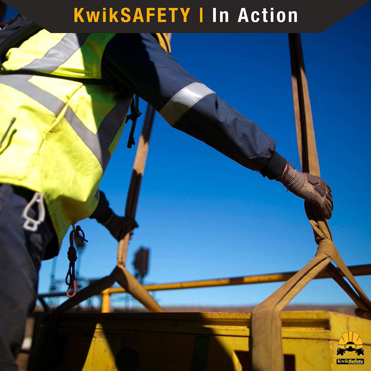 KwikSafety - Charlotte, NC - Mighty Sumo 1”x 10’ Poly Web Sling Lifting Strap Construction ASME OSHA / 3200lbs Vertical 2550lbs Choker 6400lbs Basket/Rigging Moving Towing Hoisting Gear