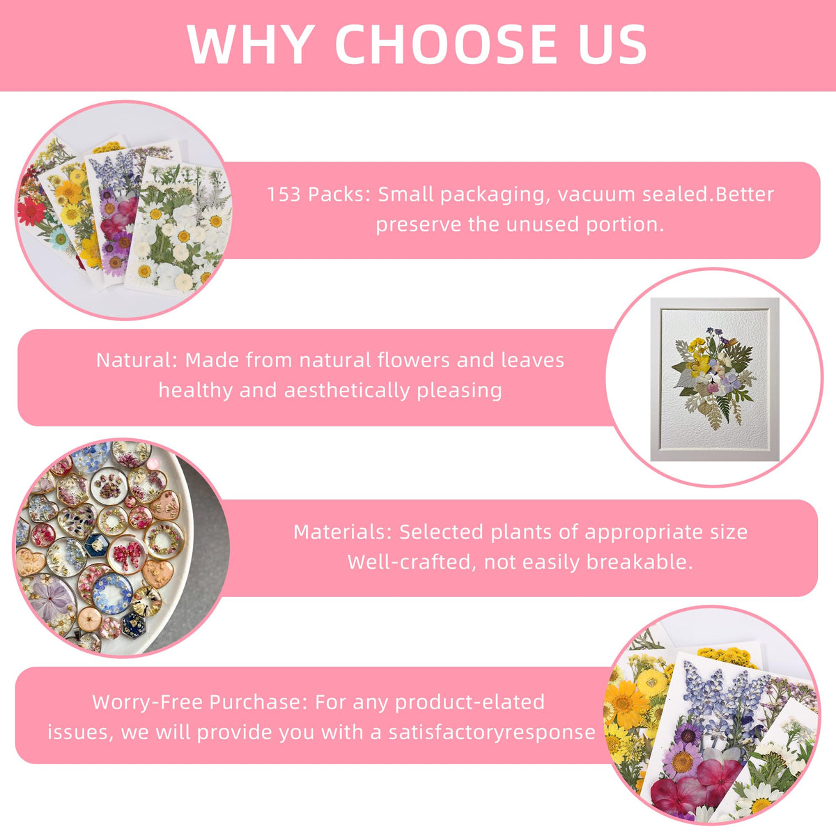 Botanical Pressed Flower Set – Real Dried Flowers & Leaves for Resin Art, Scrapbooking, Candle Making, and DIY Nature Crafts
