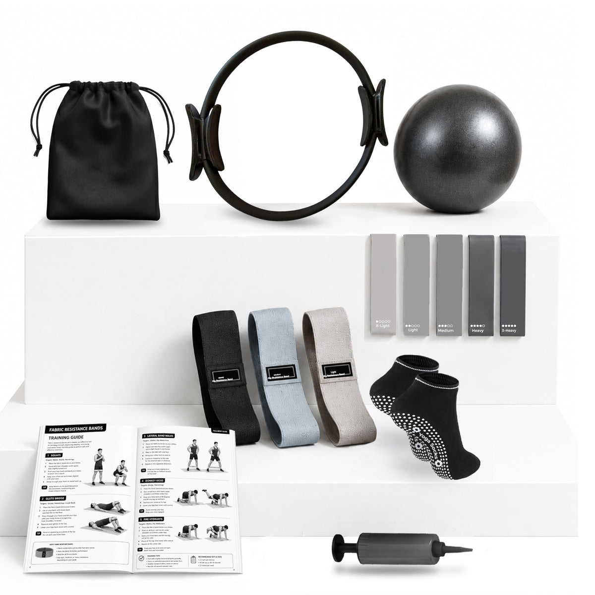 NGCORE Pilates Kit with 15-Inch Pilates Ring & Small Pilates Ball, Exercise Bands Resistance Bands Set - Workout Equipment and Accessories - Pilates Equipment for Full Body Workout, Pilates Essentials