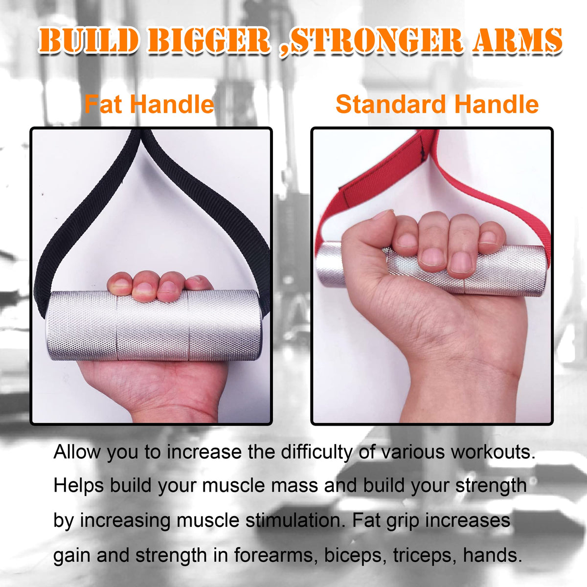Lights Mountain Heavy Duty Fat Gym Handle Grips 2" Dia Aluminum Alloy Exercise Handles Cable Machine Pulley LAT Pulldown Attachments Arm Wrestling Training Handles(1 Pair)