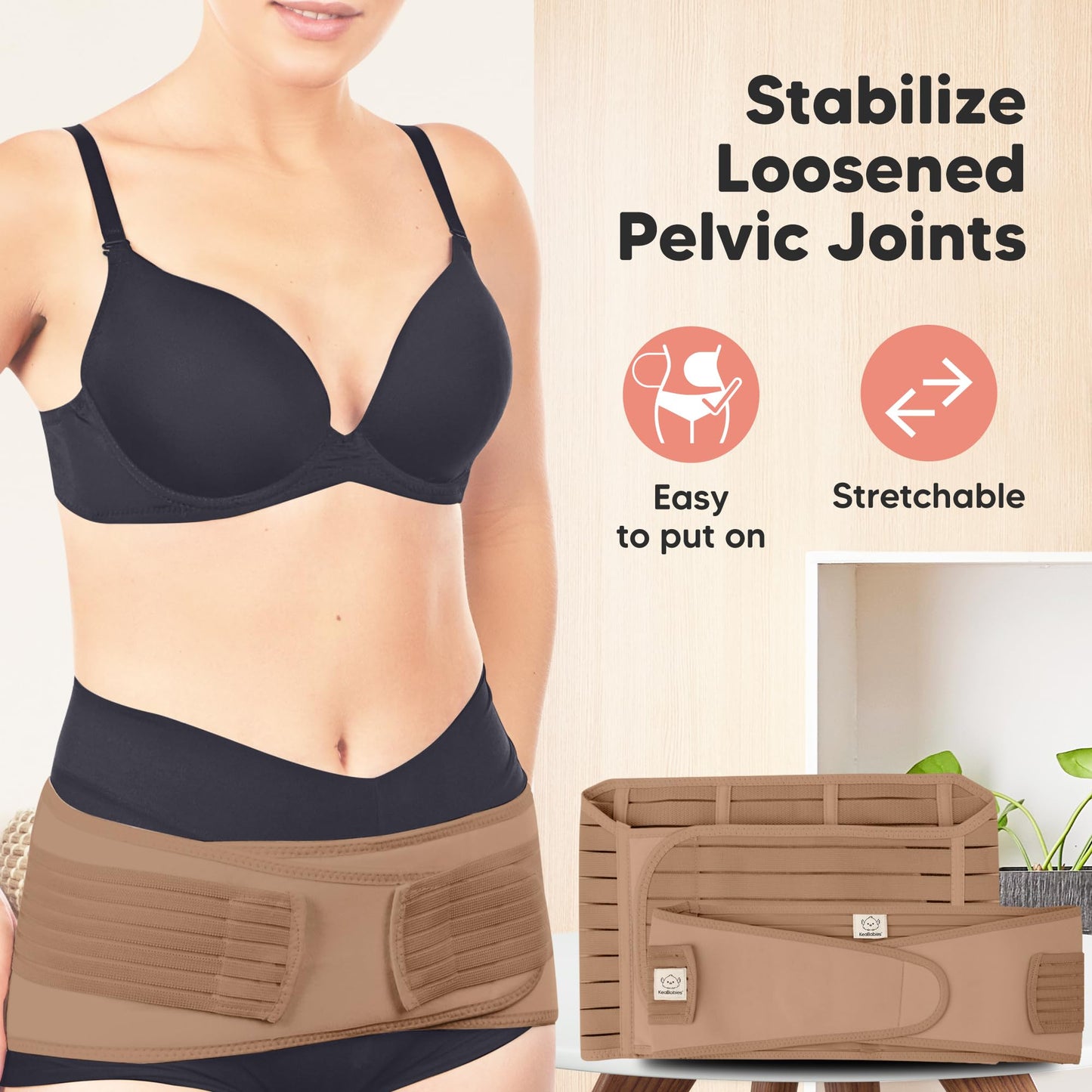 3 in 1 Postpartum Belly Support Recovery Wrap – Postpartum Belly Band, After Birth Brace, Slimming Girdles, Body Shaper Waist Shapewear,Post Surgery Pregnancy Belly Support Band (Warm Tan, M/L)