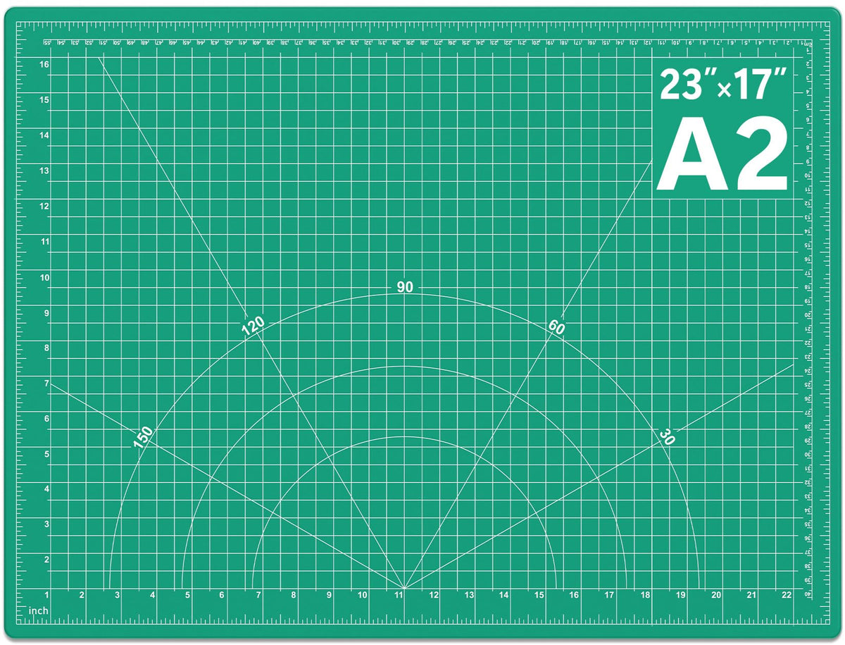 DIYSELF A2 Self Healing Cutting Mat, 23 x 17 Inch Cutting Mat for Crafts, Fabric Cutting Mat for Sewing, Quilting, Scrapbooking, Paper Crafts and Craft Hobby Projects, Green