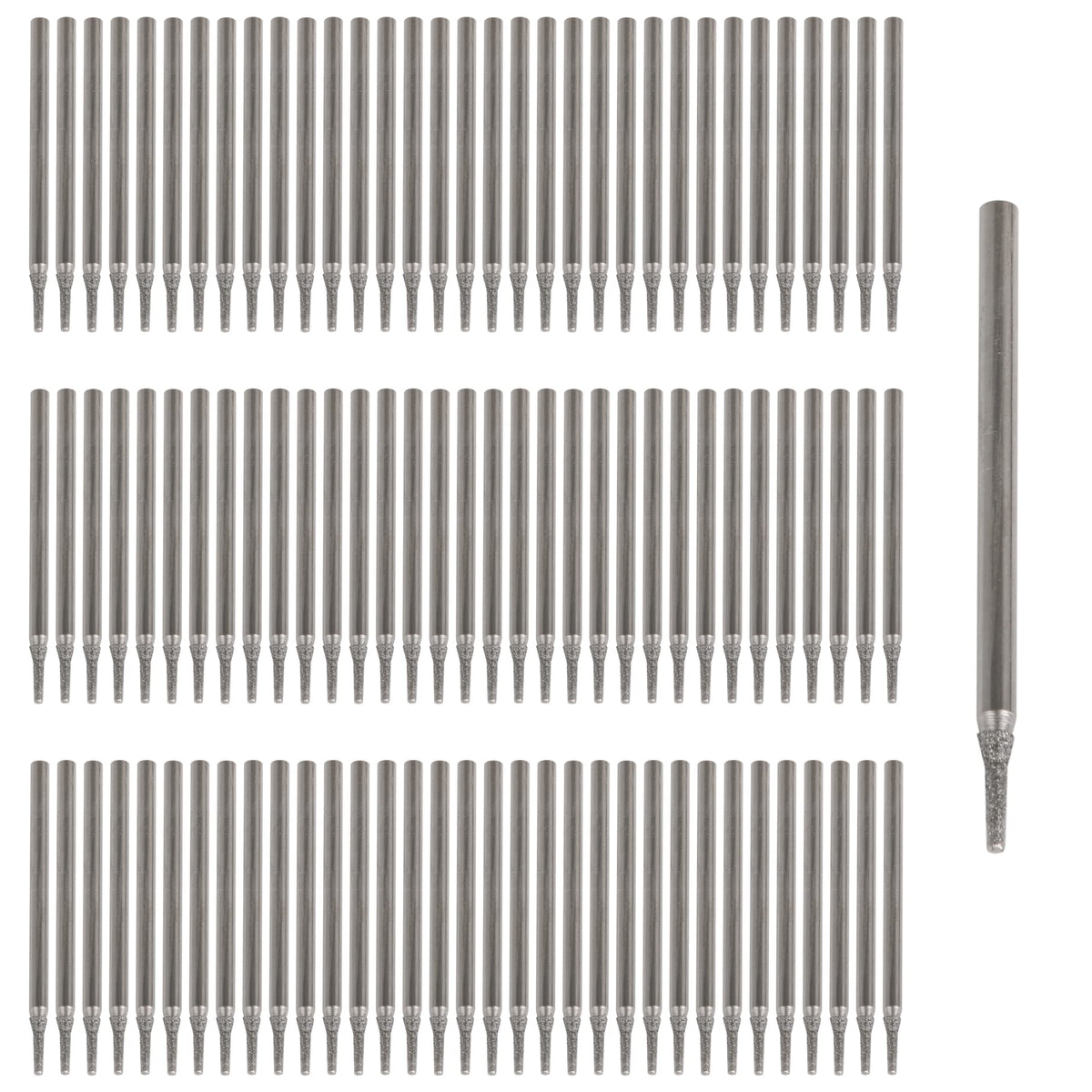 BQLZR 1mm Silver Gemstones Diamond Burrs Engraving Drill Bits Jewelry Jade Carving Drill Hole Tools Pack of 100