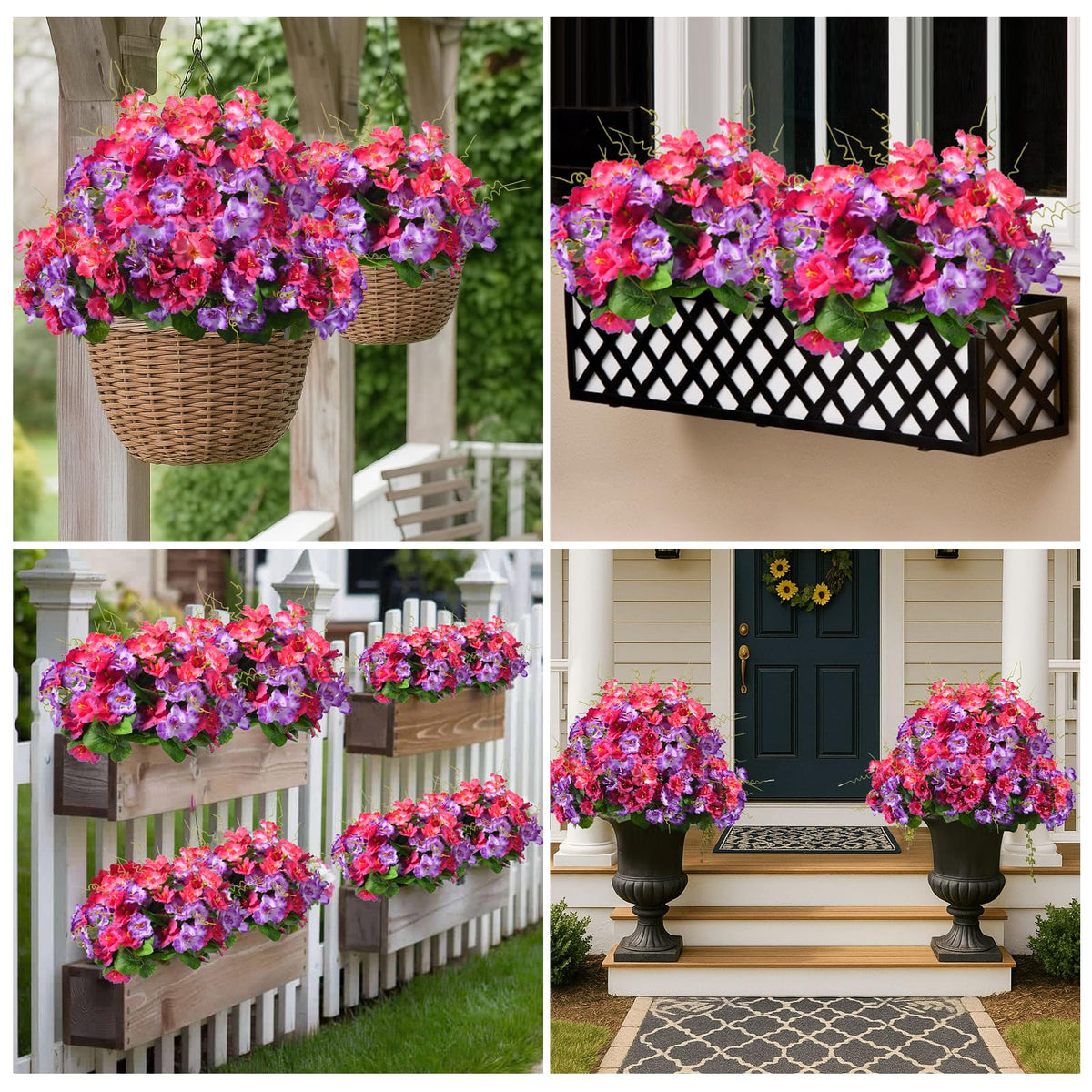 Artificial Flowers for Outdoors 6 Bundles UV Resistant Silk Flowers for Outside, Real Touch Faux Hibiscus Bouquets Tropical Faux Plants Fake Flowers for Outside Planter Front Porch Yard Home Decor