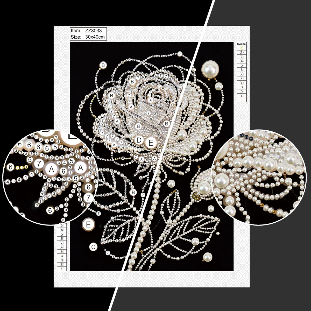WSLWXSHM Pearl Diamond Painting Kits for Adults Rose Flower, 5D Special Shape Diamond Art Kits for Beginners, Crystal Rhinestones Diamond Painting for Home Wall Decoration Gift 12×16inch/30×40cm
