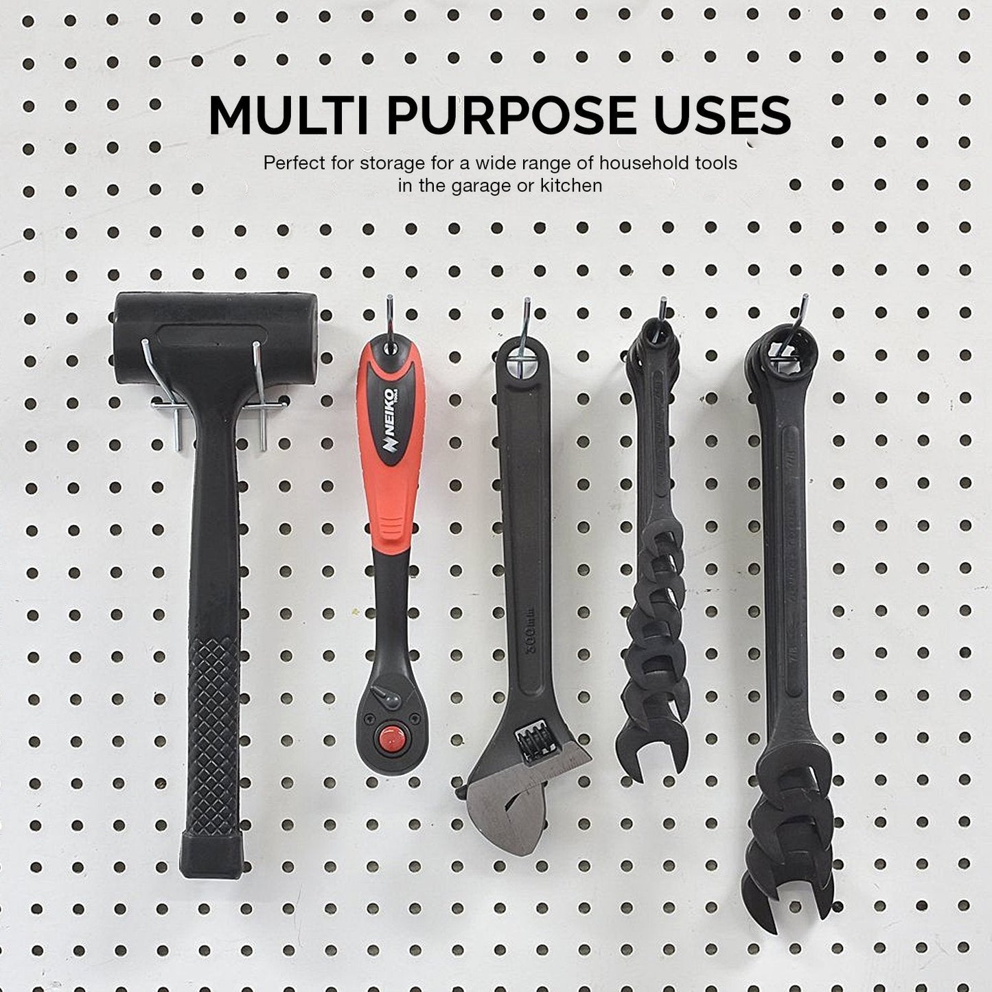 Neiko 53104A 8” Pegboard Hook Organizer Kit, 50 Pack, Hanging Hooks Set for Garage Organization, Great for Wall Hanging and Shelving, Tool Storage, Craft Organizing