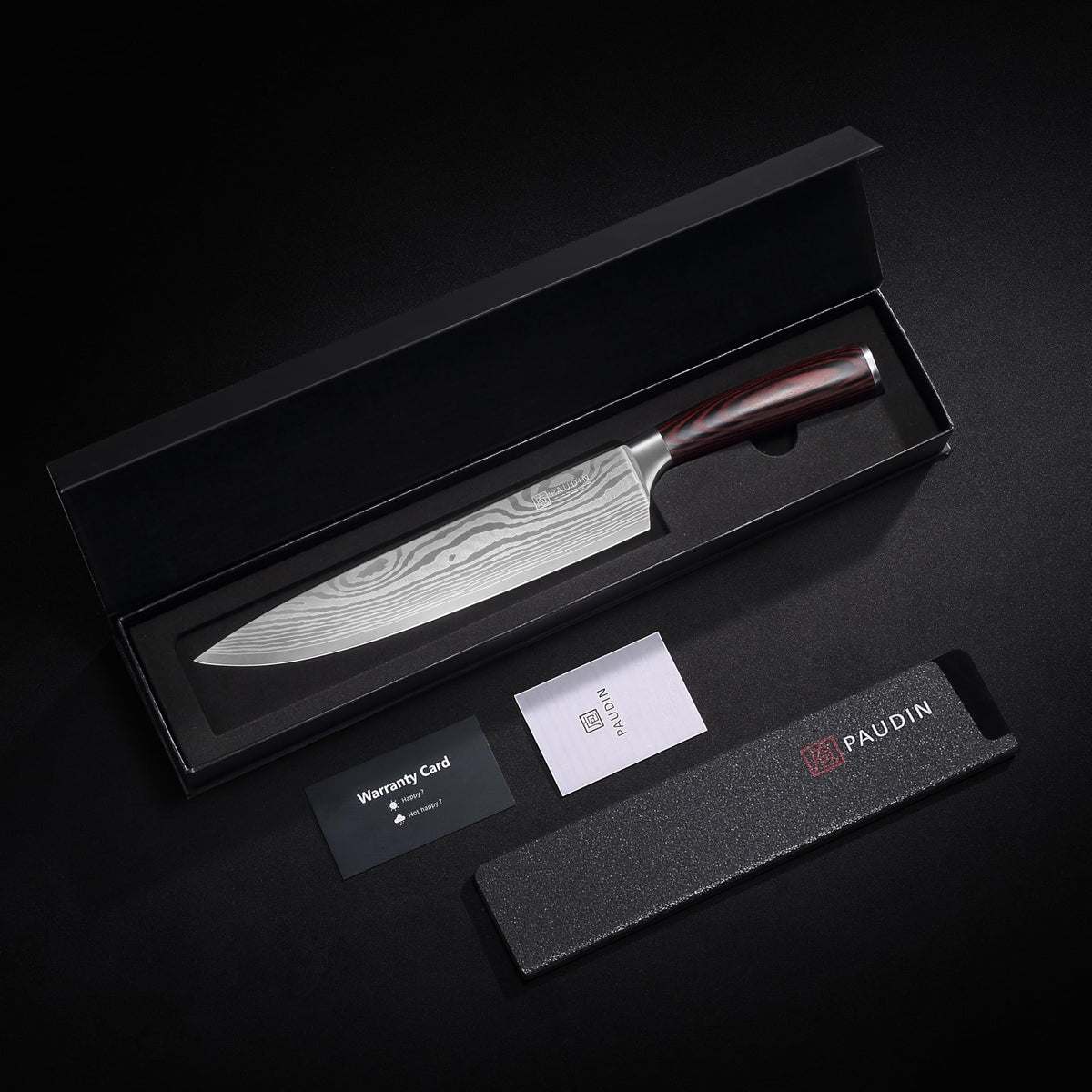 PAUDIN Chef Knife, 8 Inch High Carbon Stainless Steel Sharp Kitchen Knife with Ergonomic Handle, Gift Box for Family & Restaurant