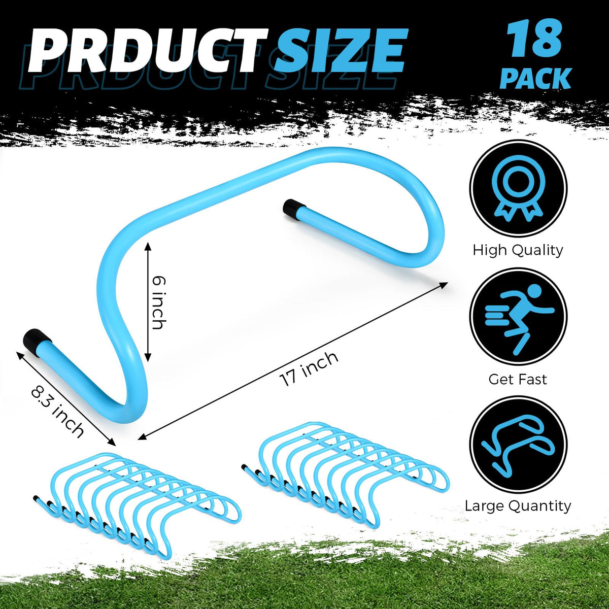 Wettarn 18 Pcs 6" Speed Training Hurdles Durable Agility Training Hurdle Agility Plyometric and All Purpose Equipment for Athletes, Soccer, Basketball(Blue)