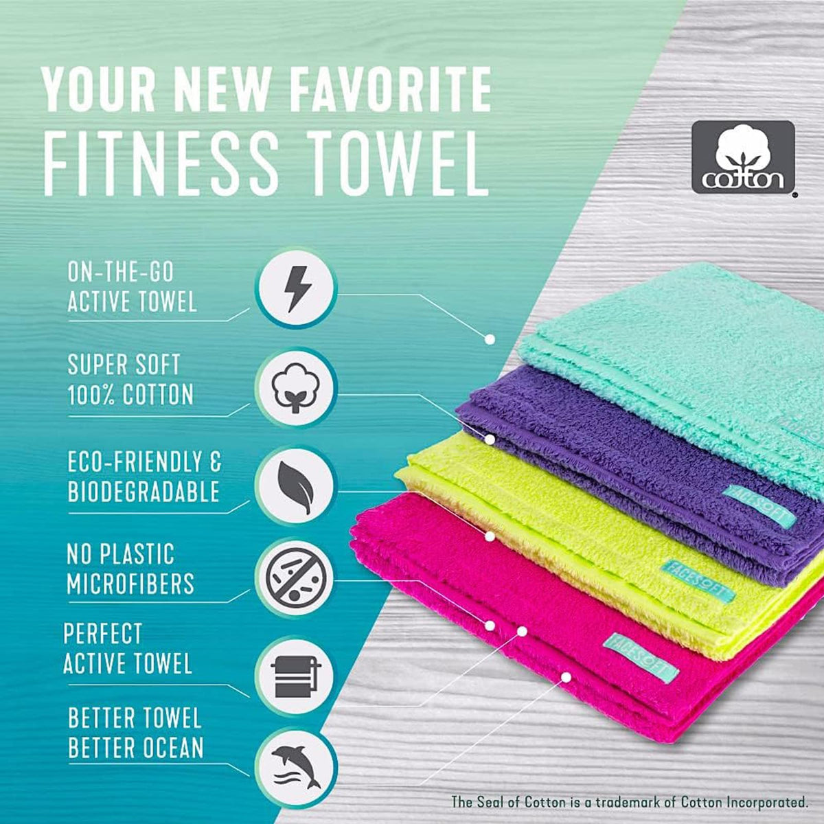FACESOFT Eco Friendly Mini Gym Towels Accessories for Working Out - Sweat Towels for Gym, Fitness, Sports - Soft & Absorbent Cotton - No Synthetic Microfibers or Plastics - 3 Piece Exercise Towel Set