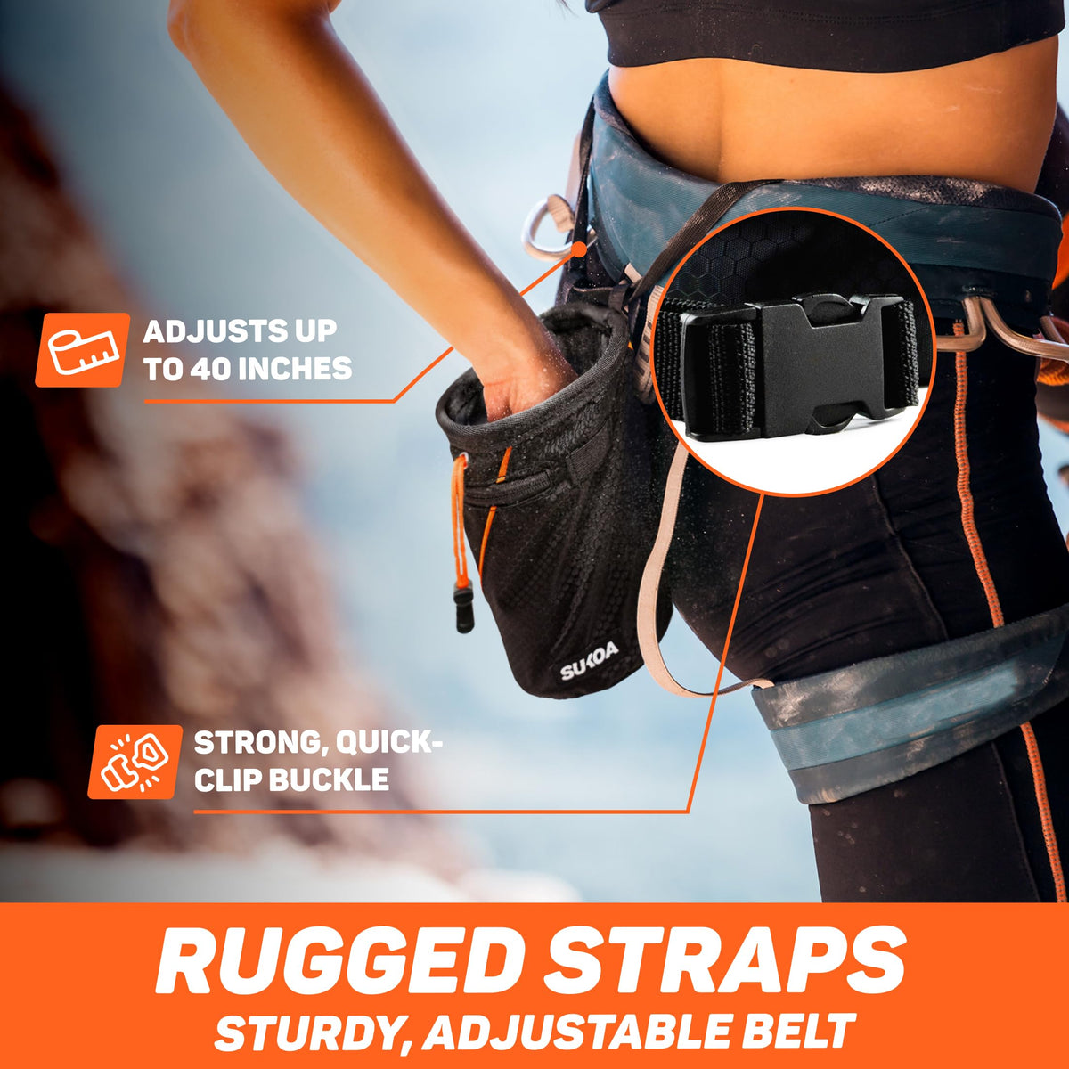 Chalk Bag for Rock Climbing - Rock Climbing Gifts Gear Accessories - Weight Lifting, Gym, Bouldering, Disc Golf, Wall, Rock Climbing Chalk Bag