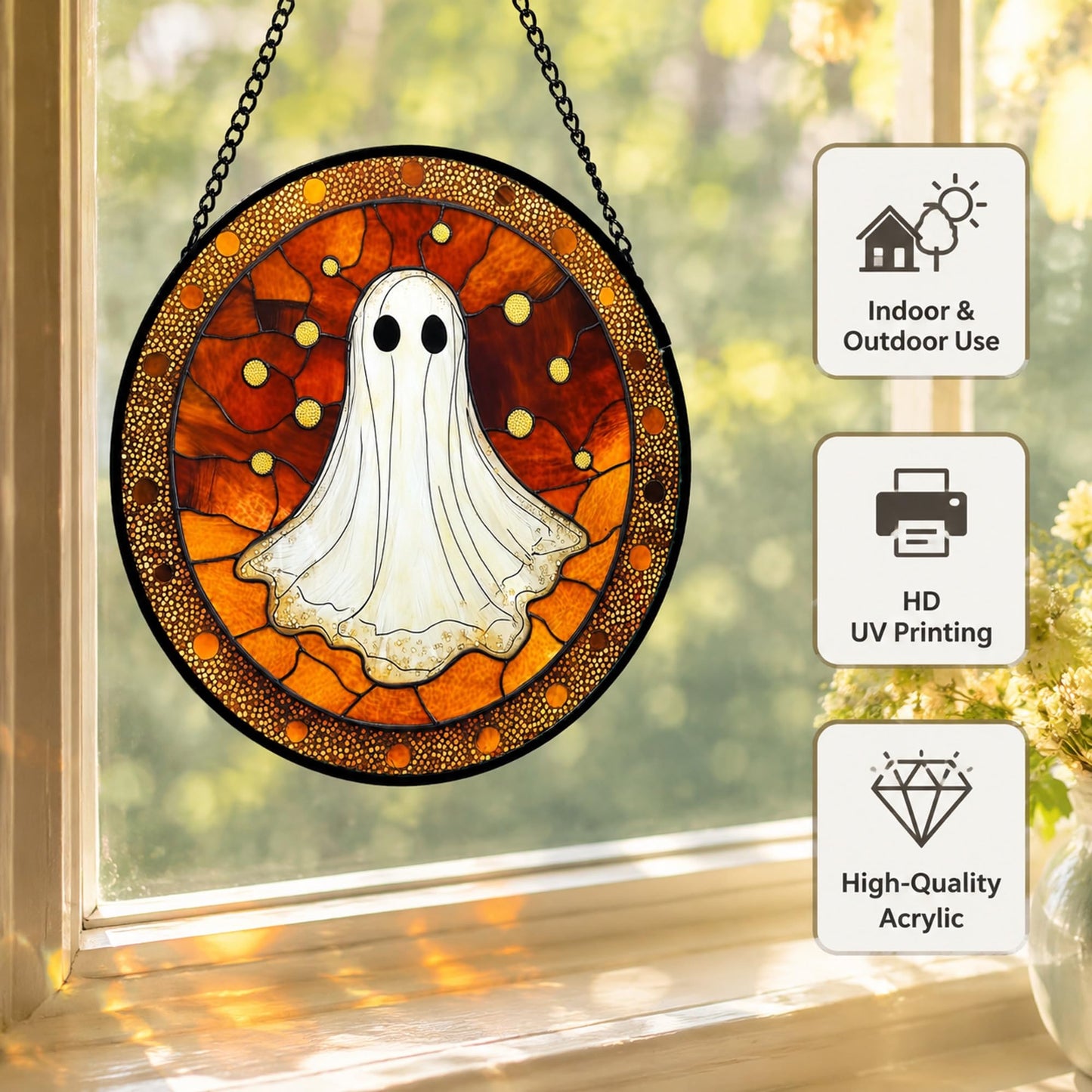 Gothic Ghostly Sun Catchers Indoor Window Decor Acrylic Suncatchers 9.8"