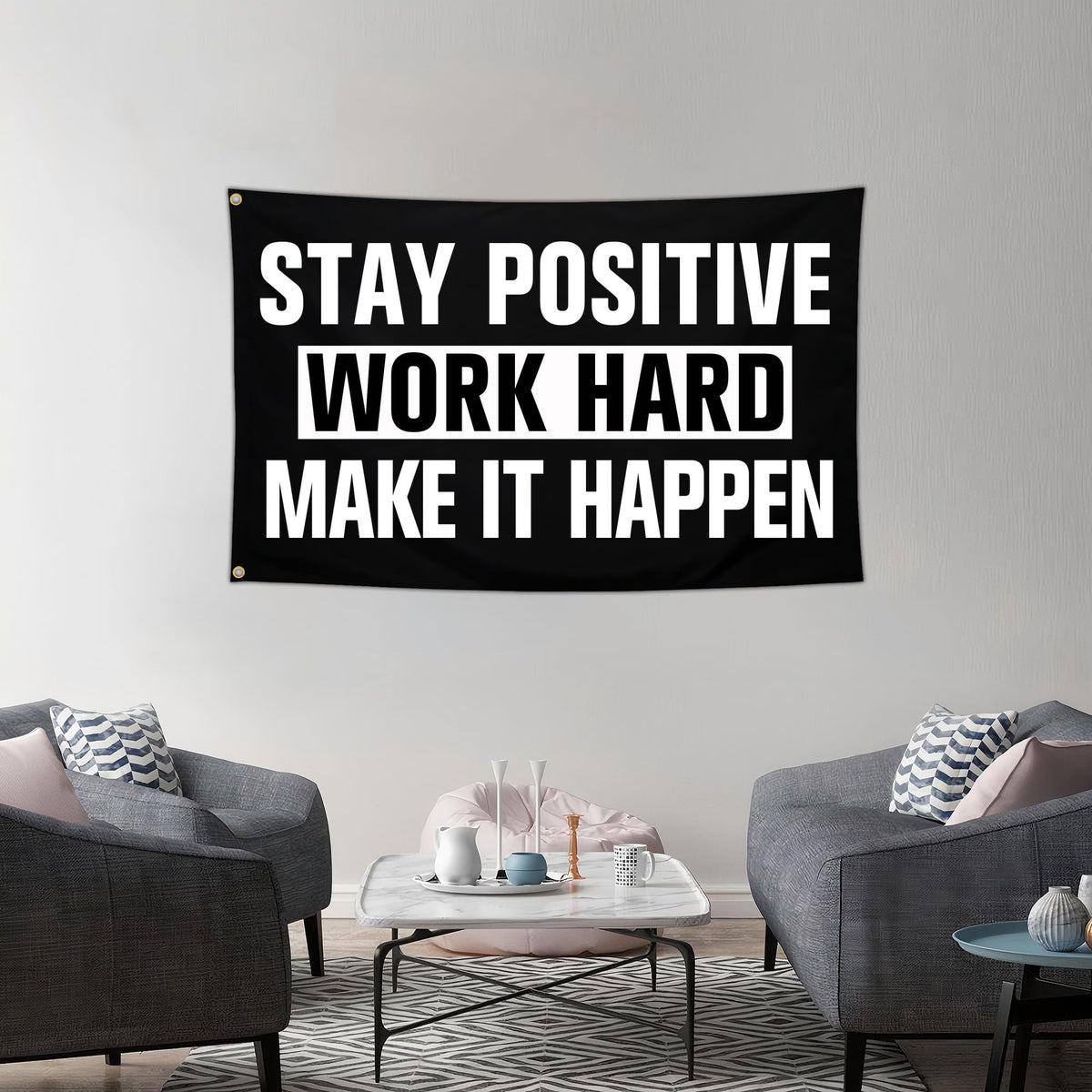 Aroxtms Discipline Motivational Flag 3x5 Ft Stay Positive Work Hard Make It Happen Gym Motivational Inspirational Flags for Room Guys Home Gym Bedroom College Dorm Motivational Wall Decor Banner