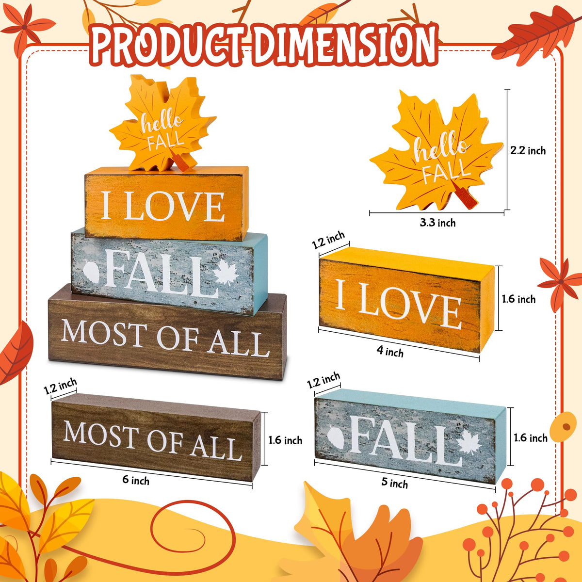 4 Pcs Fall Wooden Tiered Tray Decor, Fall Table Centerpiece for Fall Party Kitchen