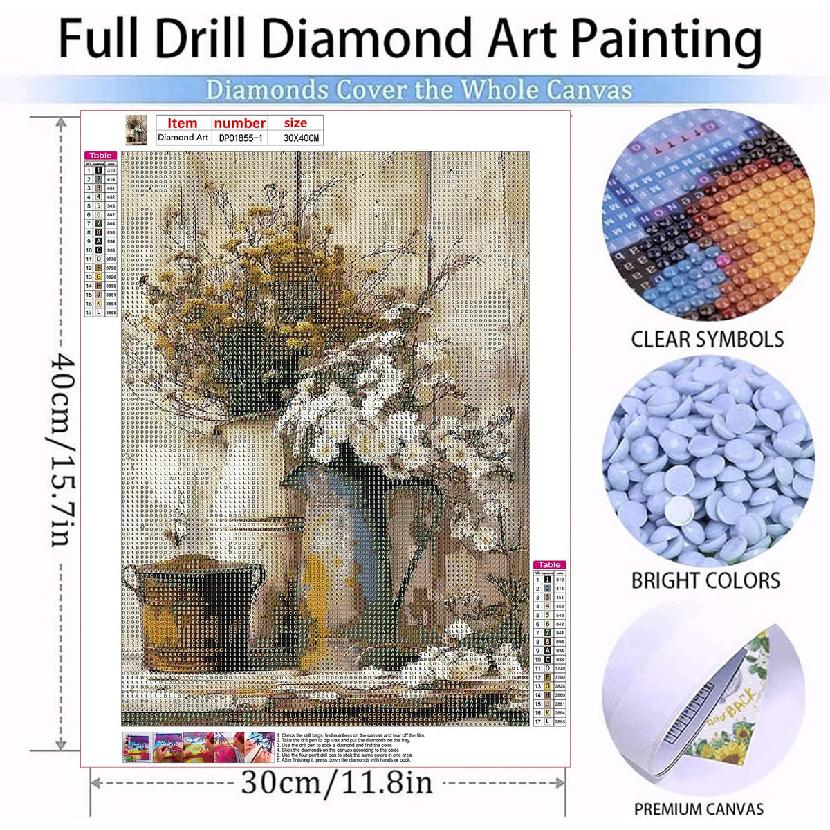 Diamond Art Kits for Adults Beginner, 3 Pack Rustic Farmhouse Daisy Painting Diamond Kits 5D Diamond Dots Gem Art Crafts with Tools Round Full Drill Funny Crafts for Home Wall Decor&Gift 12x16 inch