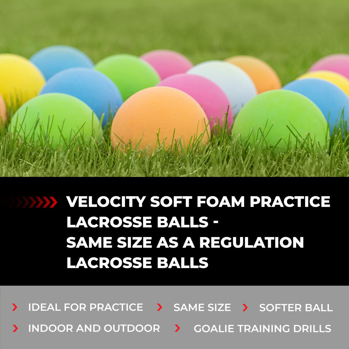 Velocity Soft Foam Practice Lacrosse Balls for Youth, Lacrosse Soft Training Balls for College and High School Beginners, Indoor Practice Soft Lacrosse Balls Official Size - White, 12