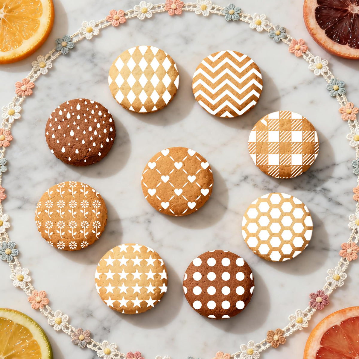 25 Pcs Cookie Stencils for Royal Icing Line Pattern Heart Dot Stars Baking Stencils for Sugar Cookie Decorating Baking Cake DIY and Craft Painting, 6x6 Inch