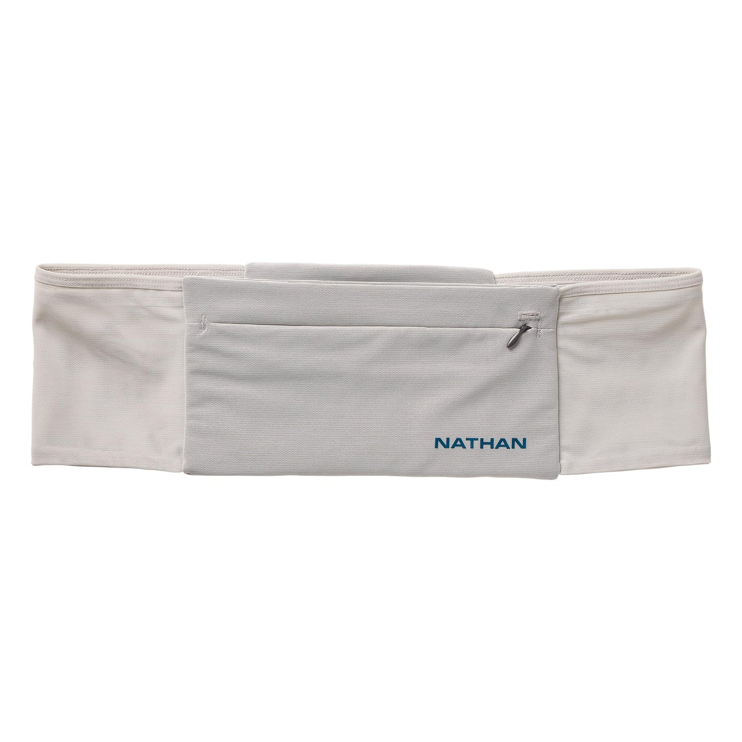 Nathan Zipster Max Running Belt, Running Belts for Women and Men, Bounce-Free Waist Pack with Extra Large Zipper Pocket, Smartphone Storage, Walking, Gym, Hiking - Vapor Grey/Sailor Blue - X-Large