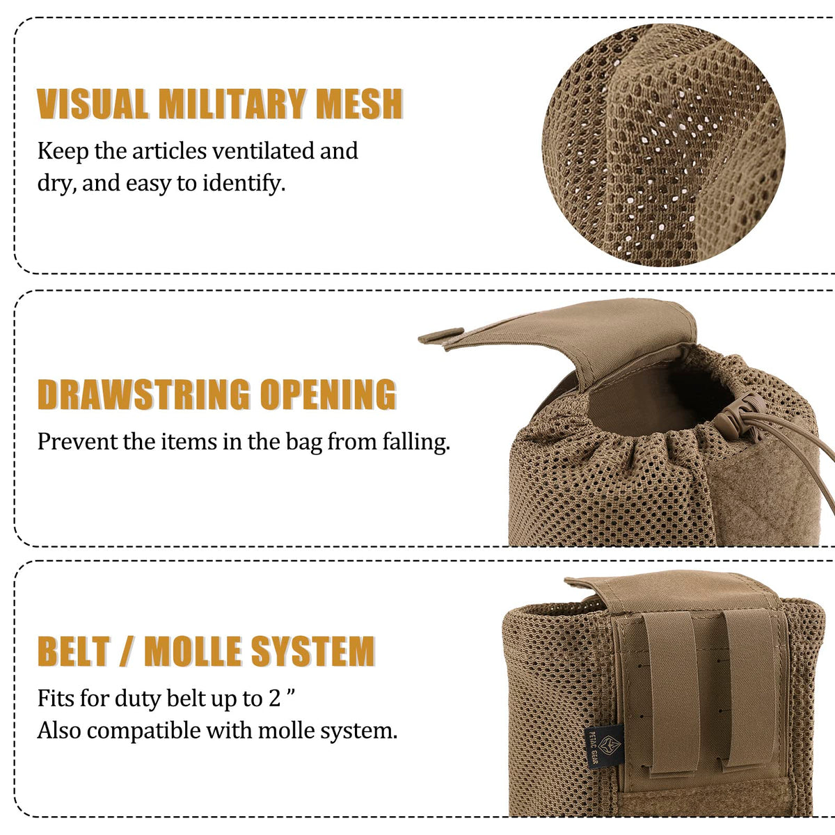 PETAC GEAR Dump Pouch,Molle Drawstring Mag Pouches,Roll Up Foldable Tactical Recovery Tool Pack,EDC Drop Net Storage Bag (Coyote Brown) …