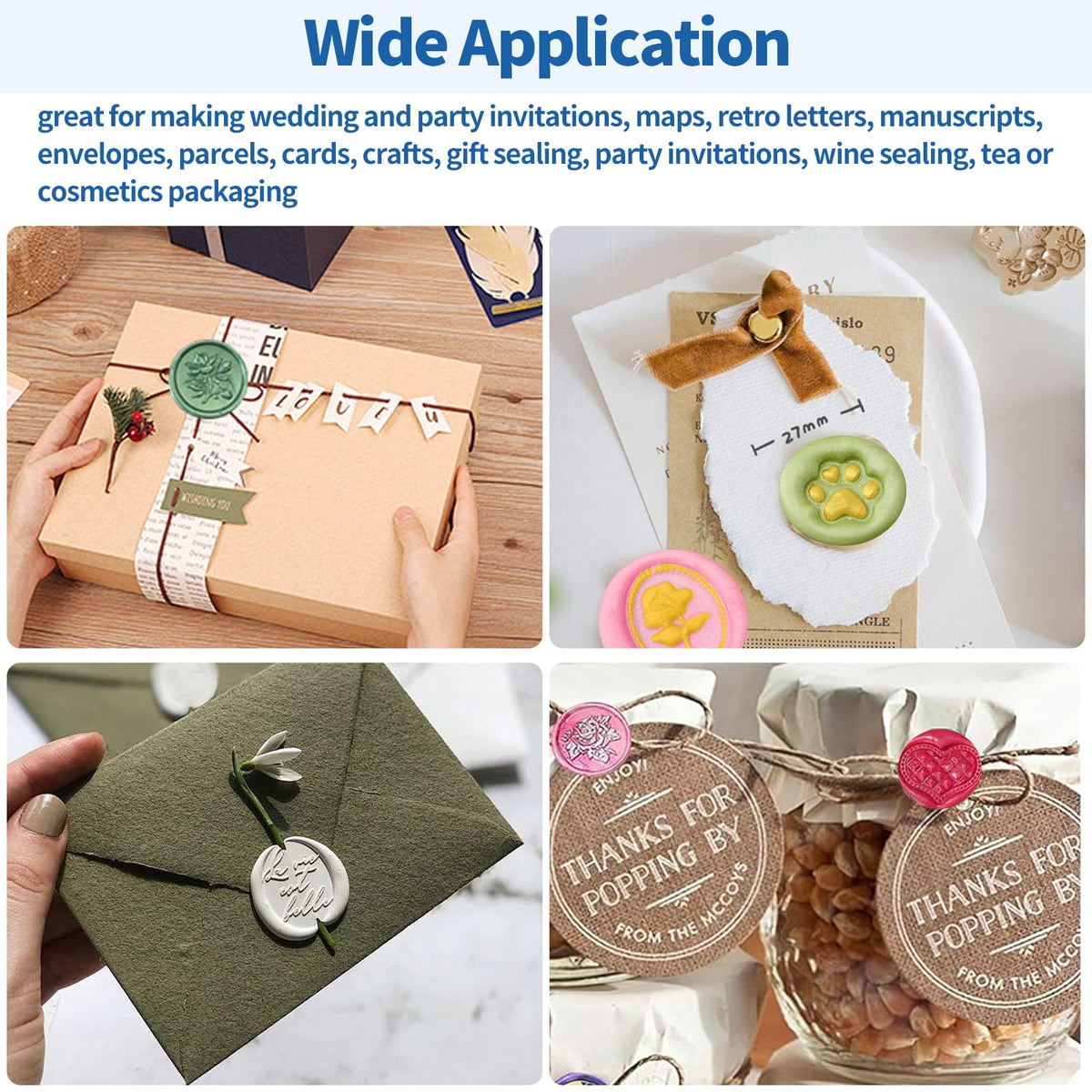 Waltool 917Pcs Wax Stamp Bead Kit for Beginner, 18 Colors Wax Sealing Beads, 10 Stamps, Spoon for Wedding Invitation, Envelope Seal, DIY Crafts, Gift Idea