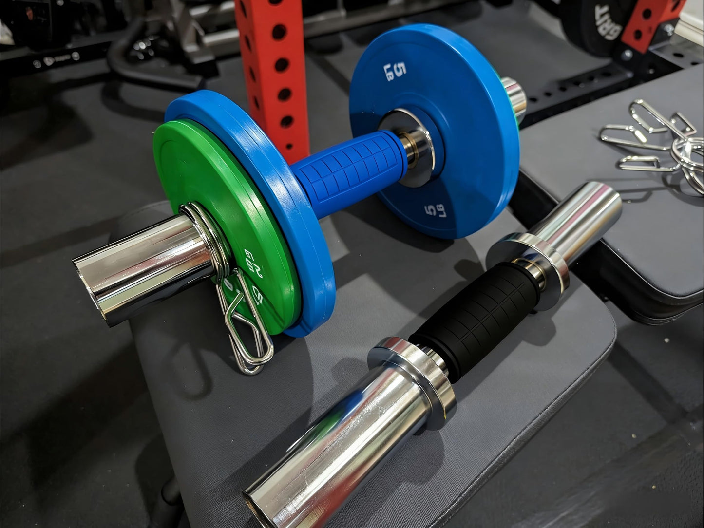 qibylift Pull Up Thick Bar Adapter, Weight Grips Bar Fit for Standard Barbell - Dumbell Handles, Silicone Rubber Barbell Grips for Weight Lifting Cable Attachments & Fitness Training (Red)
