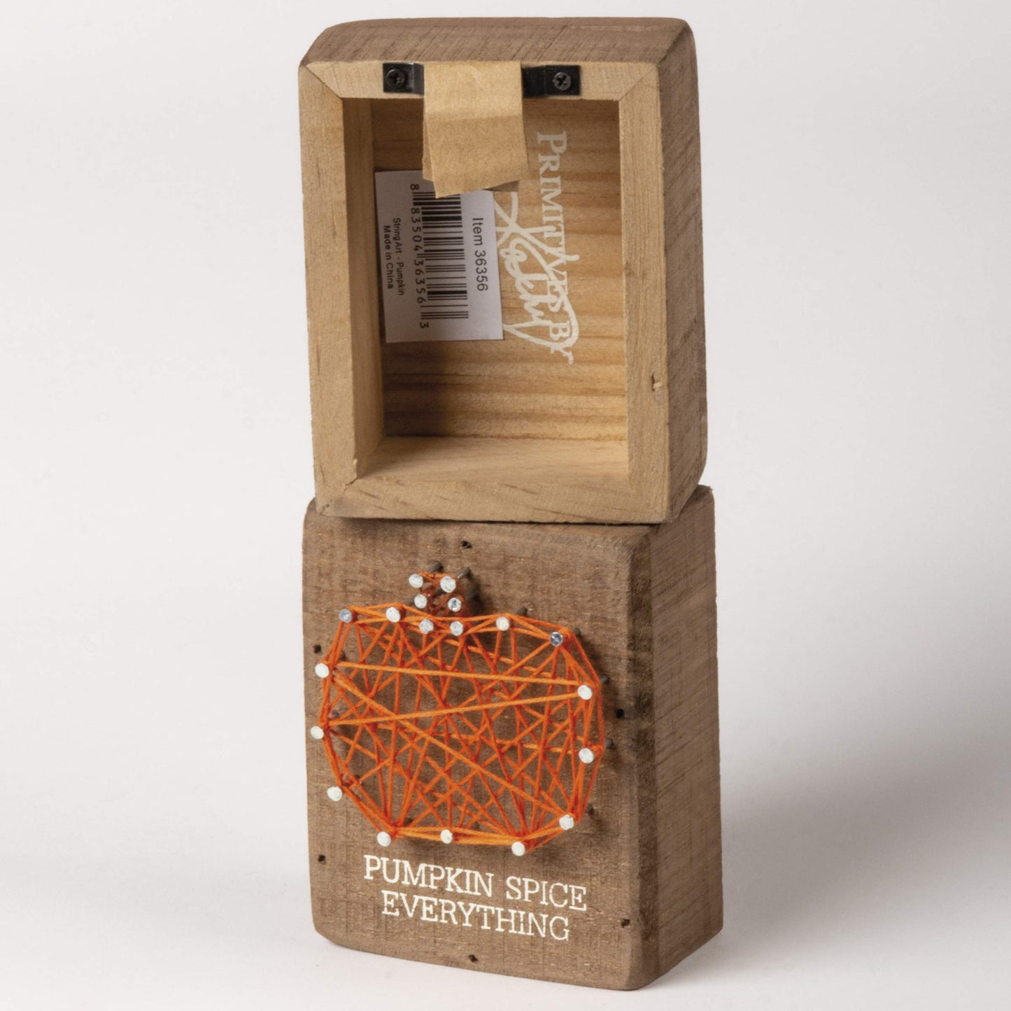 Primitives by Kathy Distressed Wood Slat Sign - 'Pumpkin spice everything' with Hand-Strung Heart, Wall Art & Desk Decor for Home
