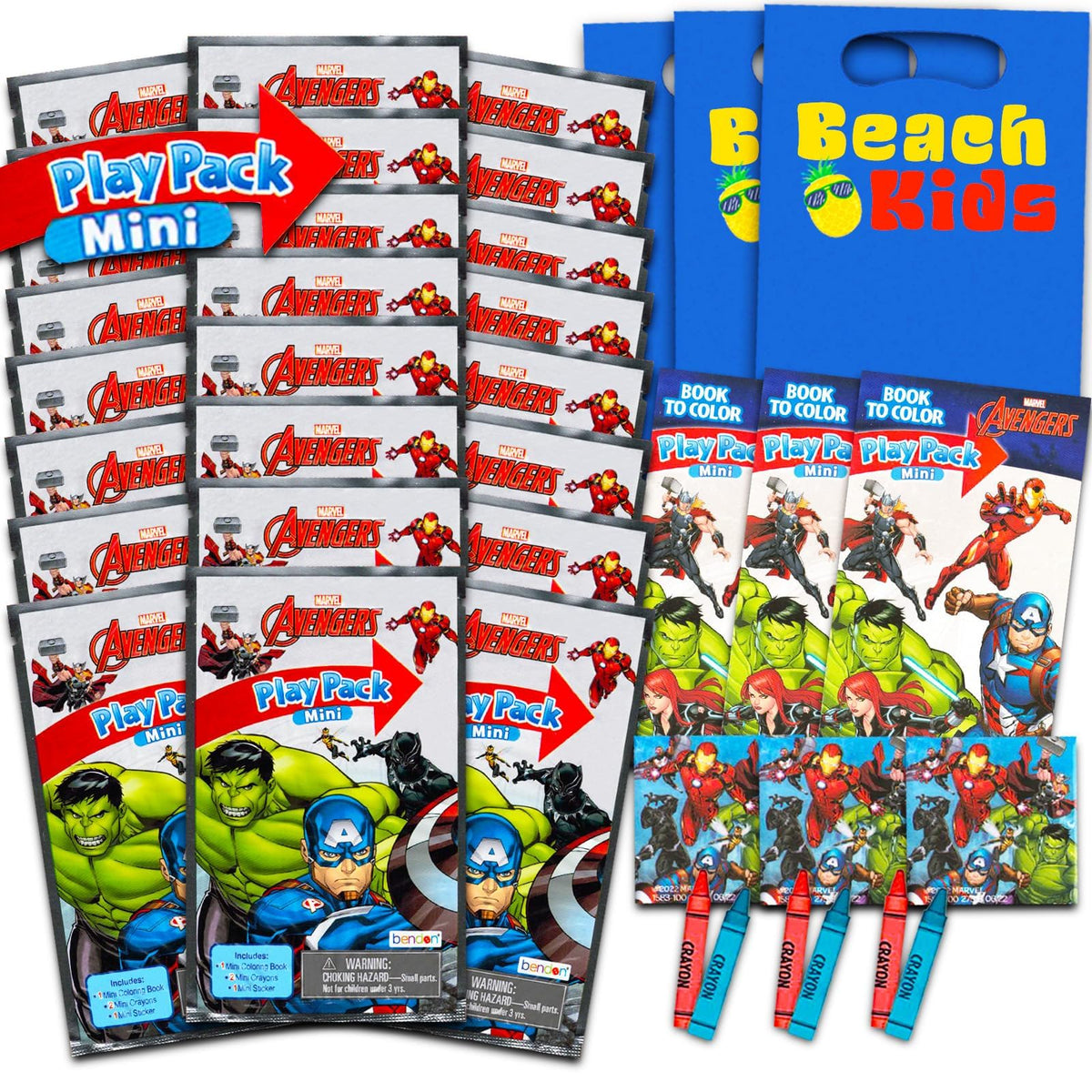 Marvel Avengers Mini Party Favors Set - Bundle with 24 Mini Grab n Go Play Packs with Coloring Pages, Stickers, More | Avengers Birthday Supplies