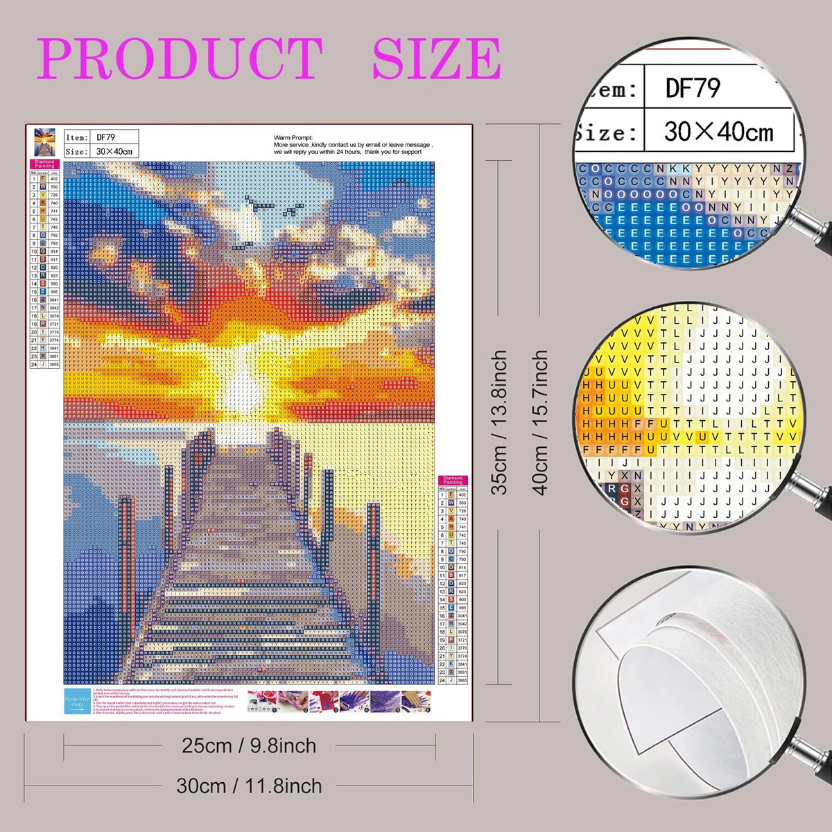 6 Pack Diamond Painting Kits for Adults Beginner, 5D Beach Diamond Art Sets, DIY Full Round Drill Sunrise Paint with Diamonds Gem Art Multi-pack , Easy Adults Dot Gem Art for Wall Decor 12 x 16 Inch