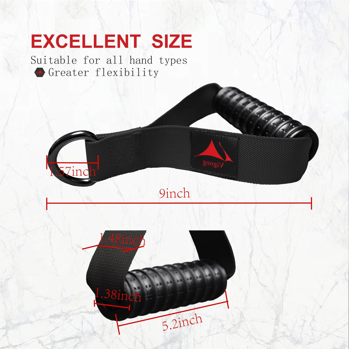 Vigoog Heavy Duty Exercise Handles, Ultra-Durable Rubber Workout Grip Attachments for Cable Machines, LAT Pulldown, Resistance Bands, Home Gym and Commercial Fitness Equipment (Carbon Black XR)