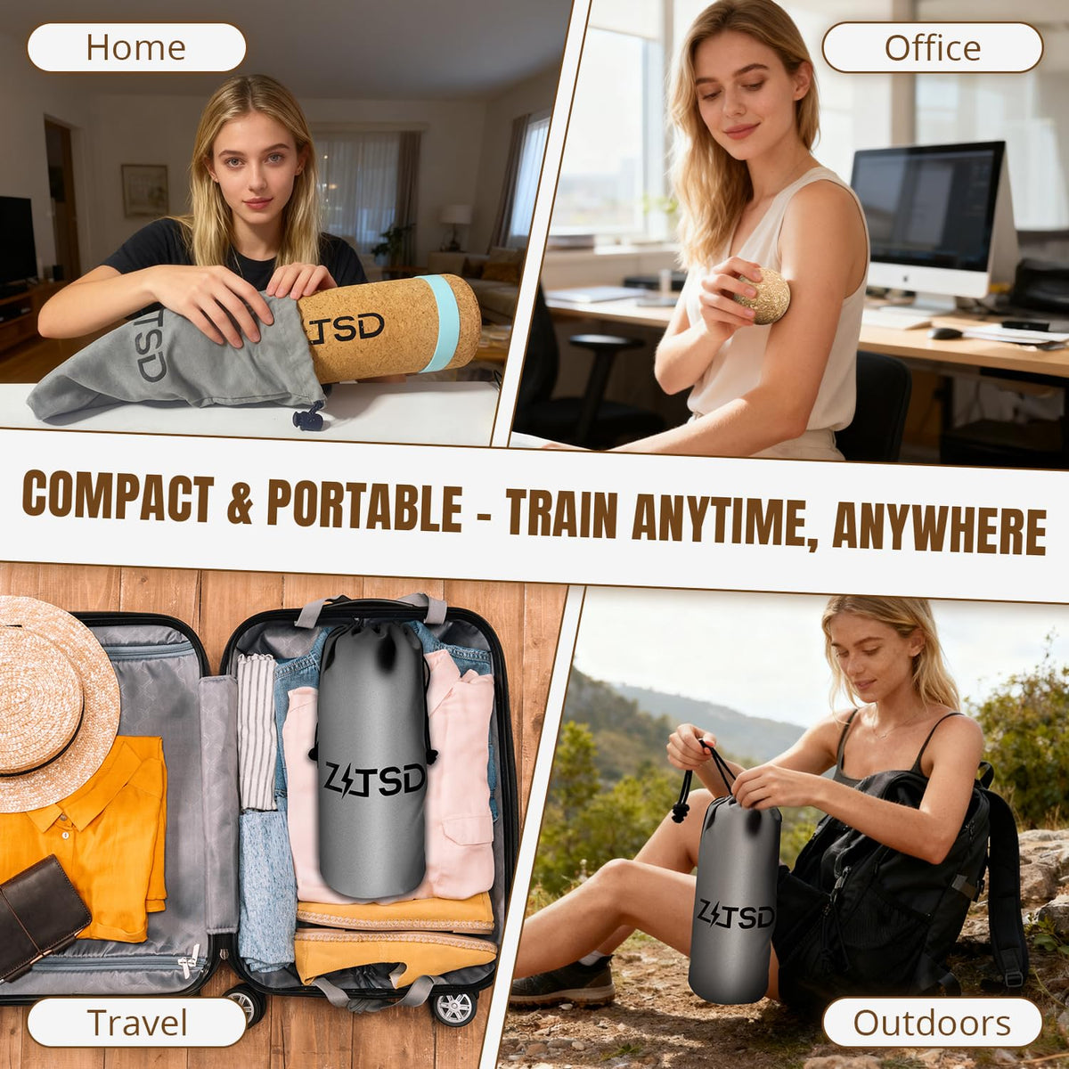 ZITSD Cork Balance Board for Feet, 4-in-1 Ankle Balance and Foot Strengthener Kit with Half Dome Boards, Foot Roller, Massage Ball, Toe Resistance Bands and Exercise Guide