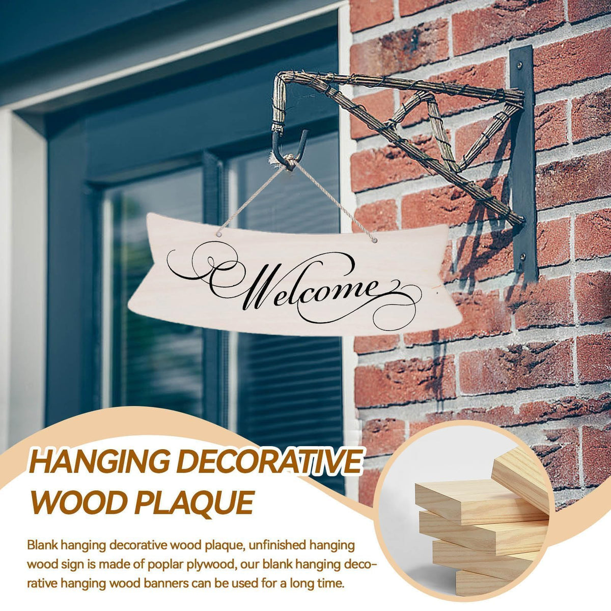 Unfinished Hanging Wood Sign, 10Pcs Wooden Arrows for Crafts Wooden Sign with Rope Blank Hanging Decorative Woodens Plaque for Crafts